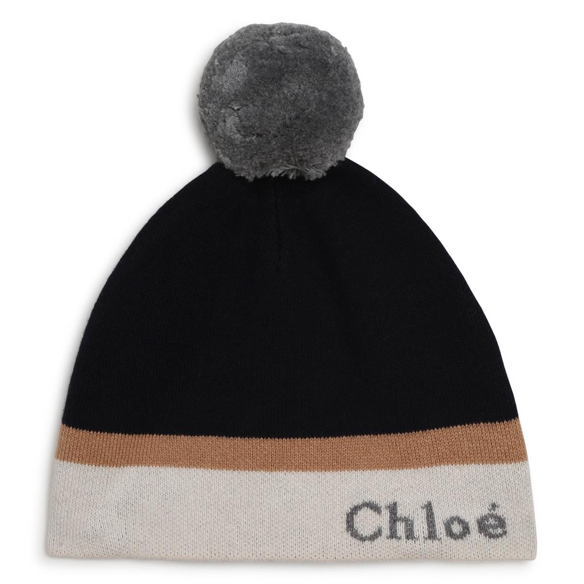 Girls Navy Logo Knit Hat