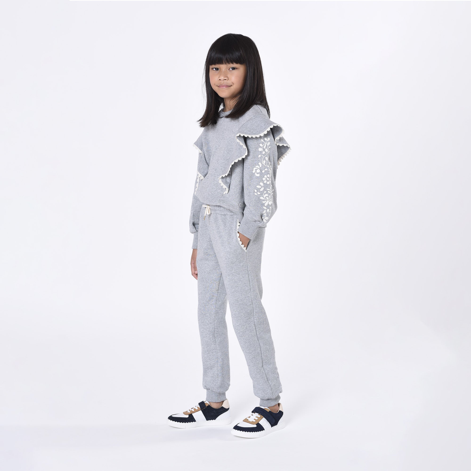 Girls Grey Cotton Trousers