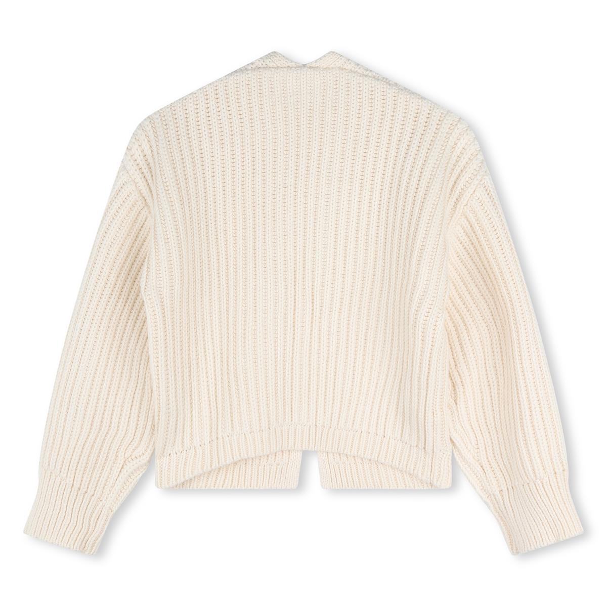 Girls White Cotton Cardigan