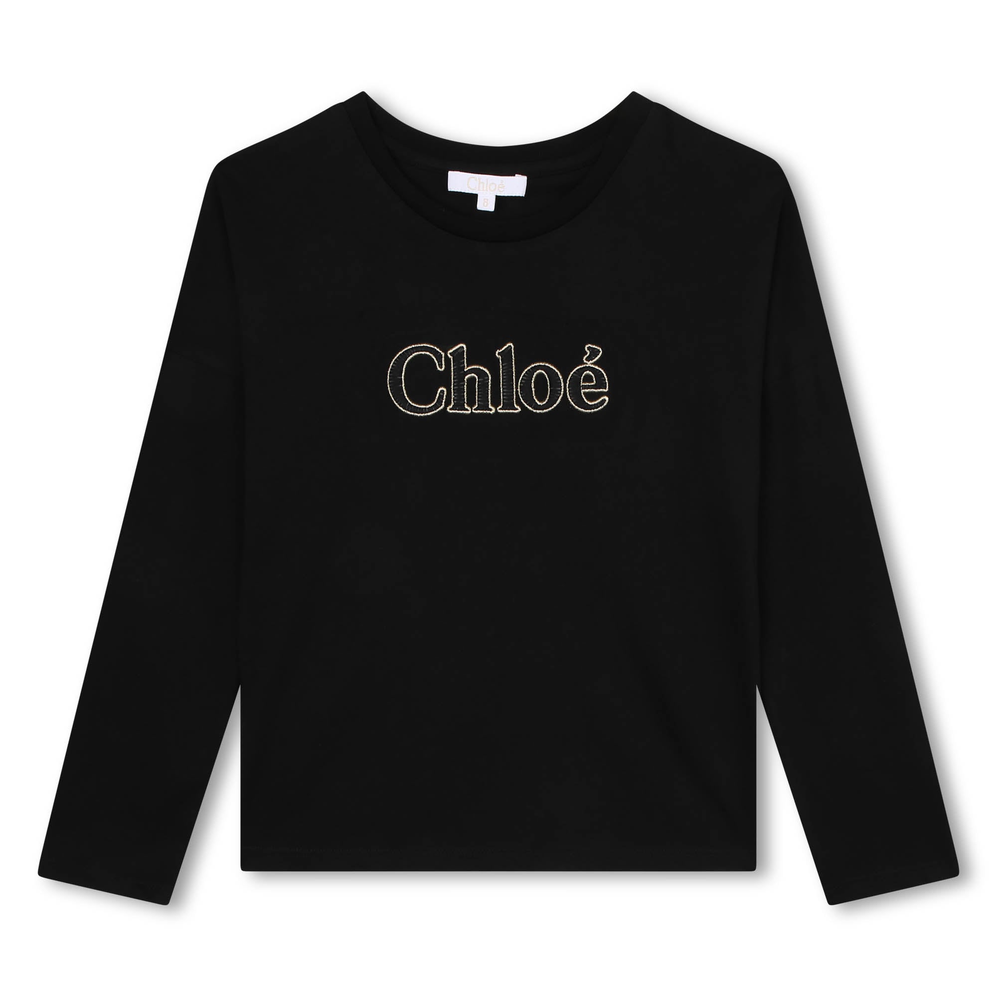 Girls Black Logo Cotton T-Shirt