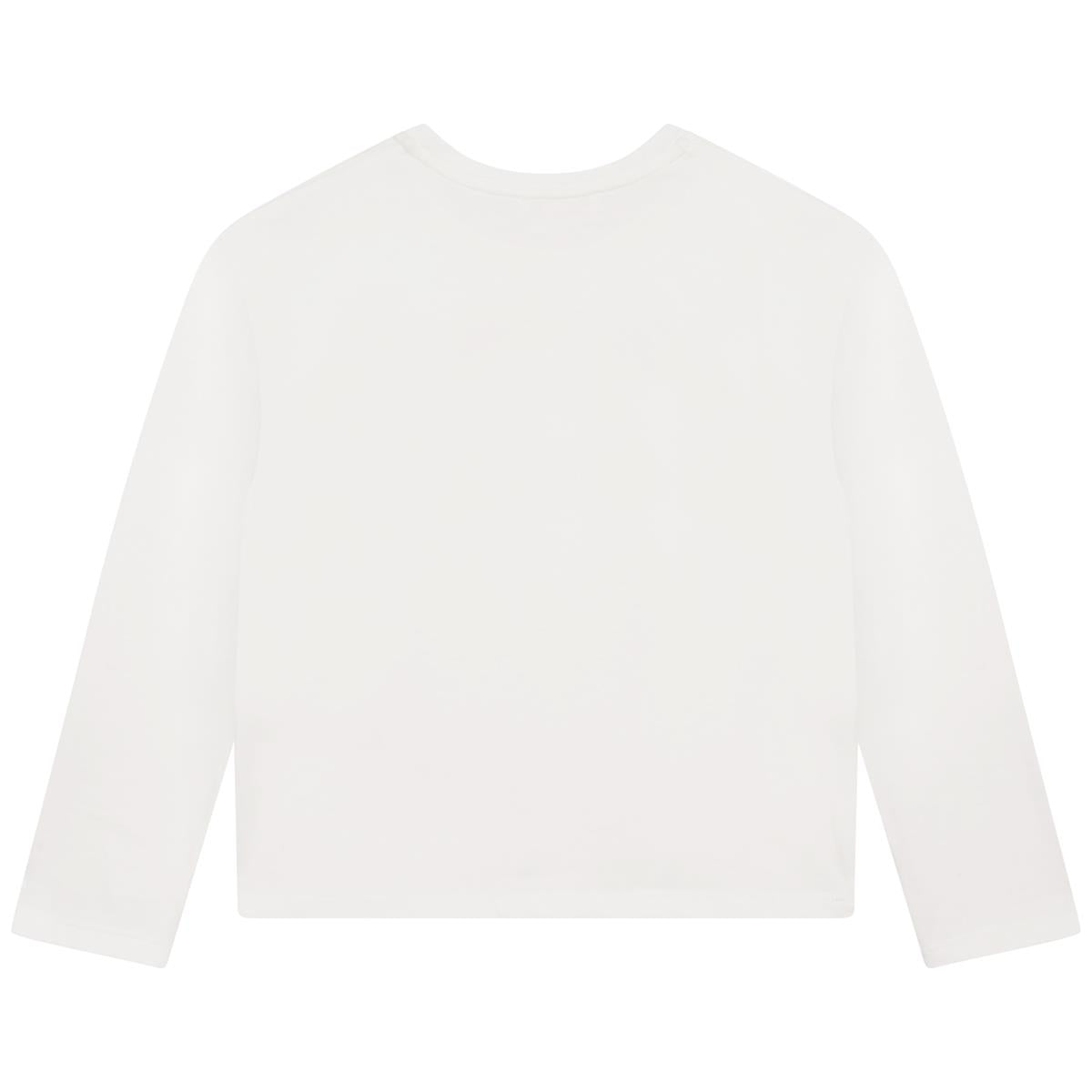 Girls White Logo Cotton T-Shirt