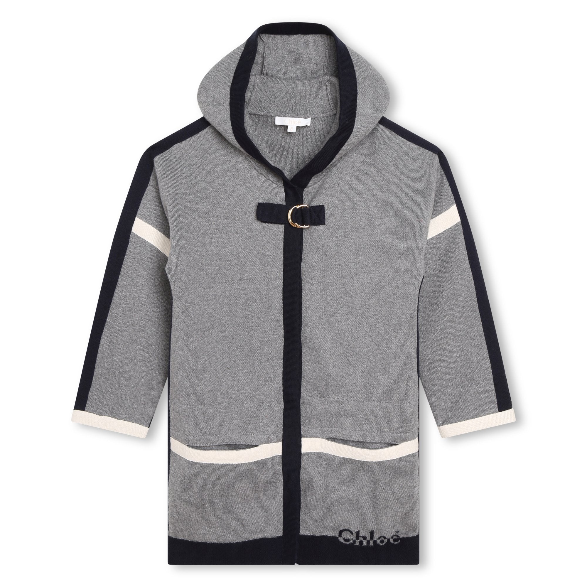 Girls Grey Hooded Coat
