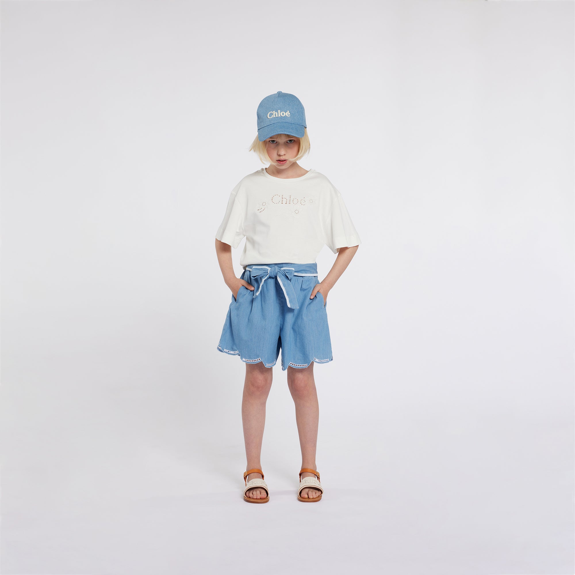 Girls White Cotton T-Shirt