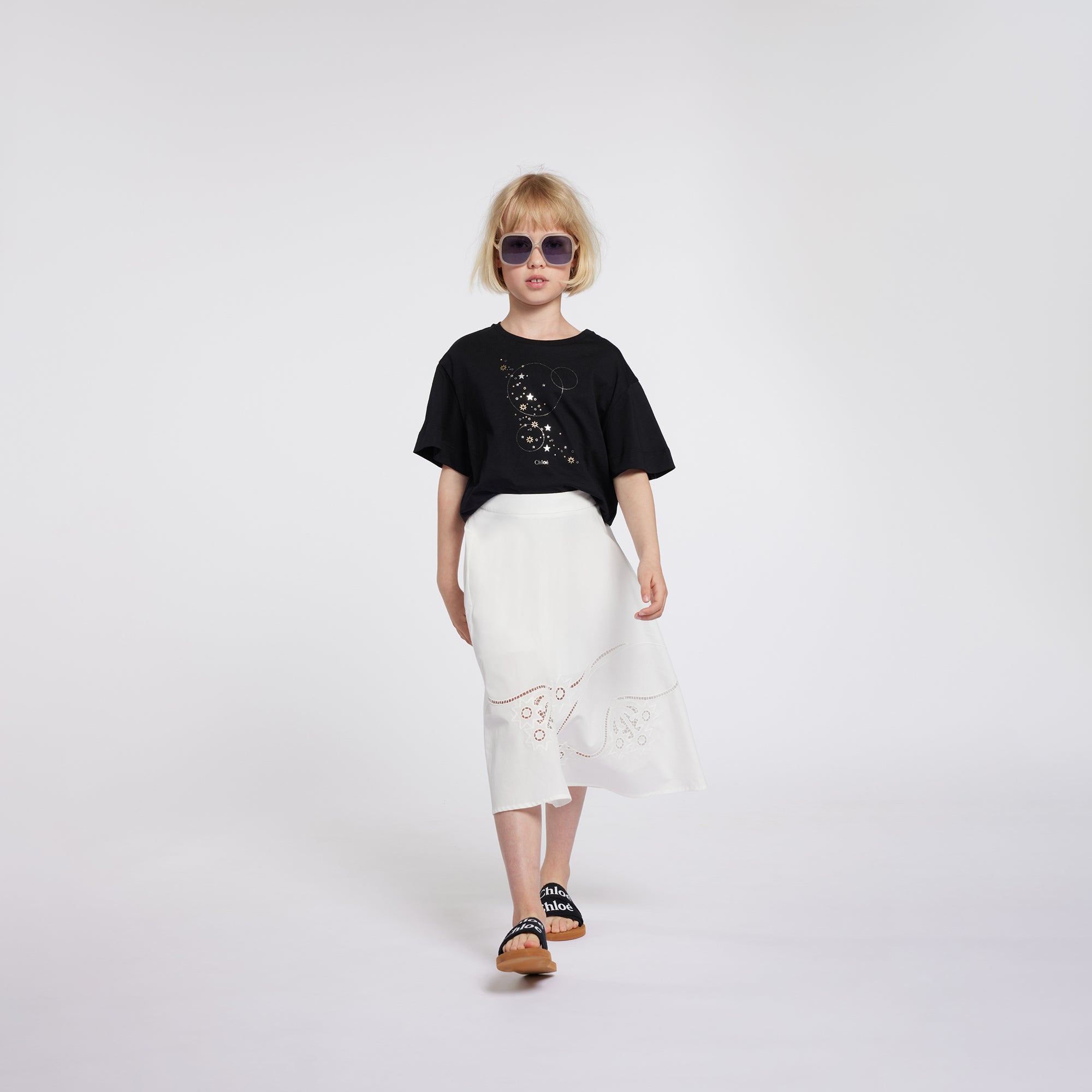 Girls Black Cotton T-Shirt