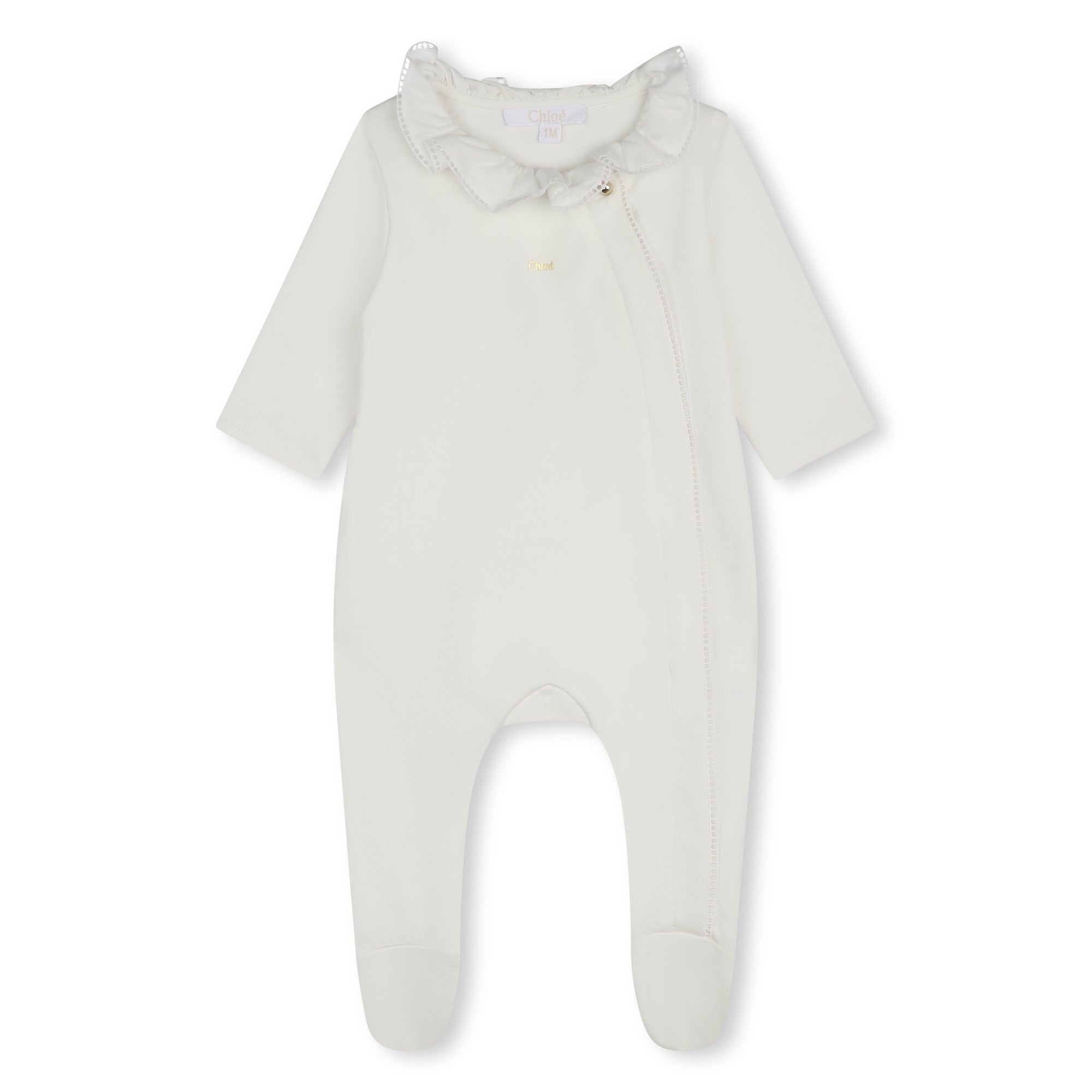 Baby Girls White Cotton Babysuit Set
