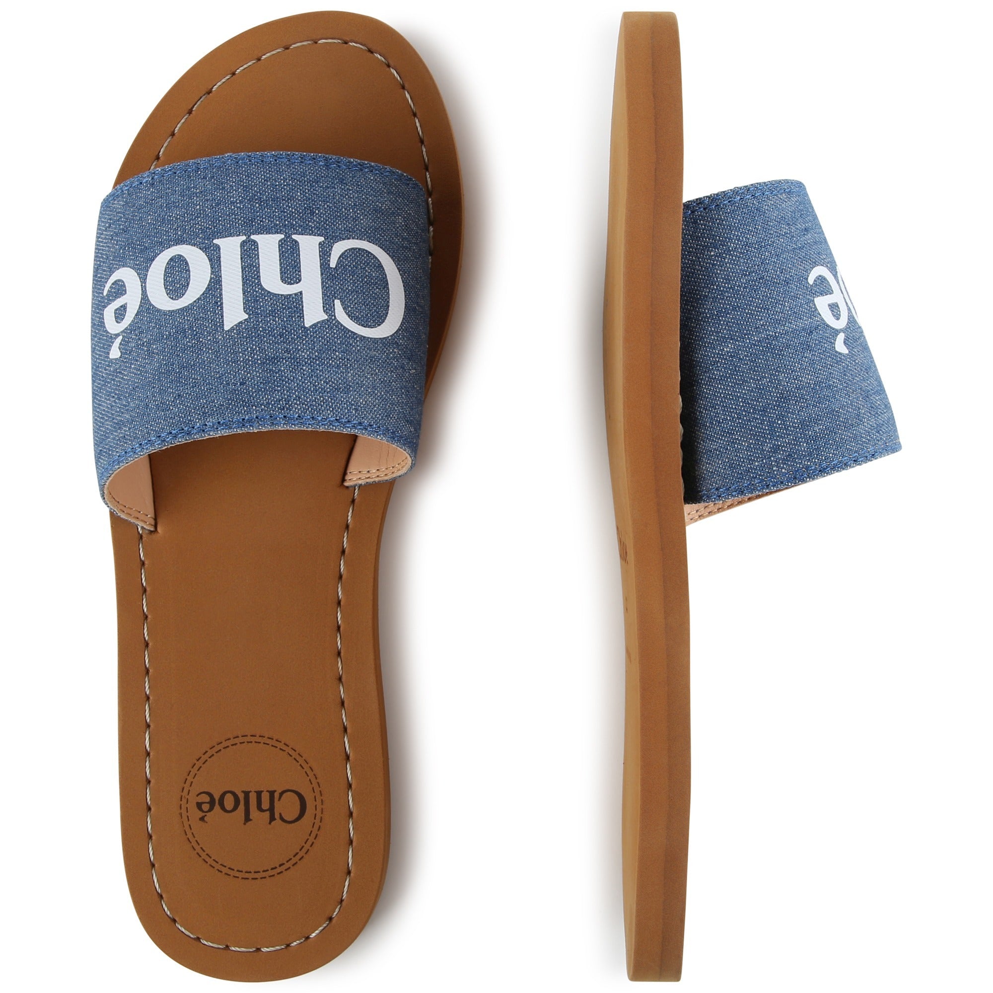 Girls Blue Denim Slippers