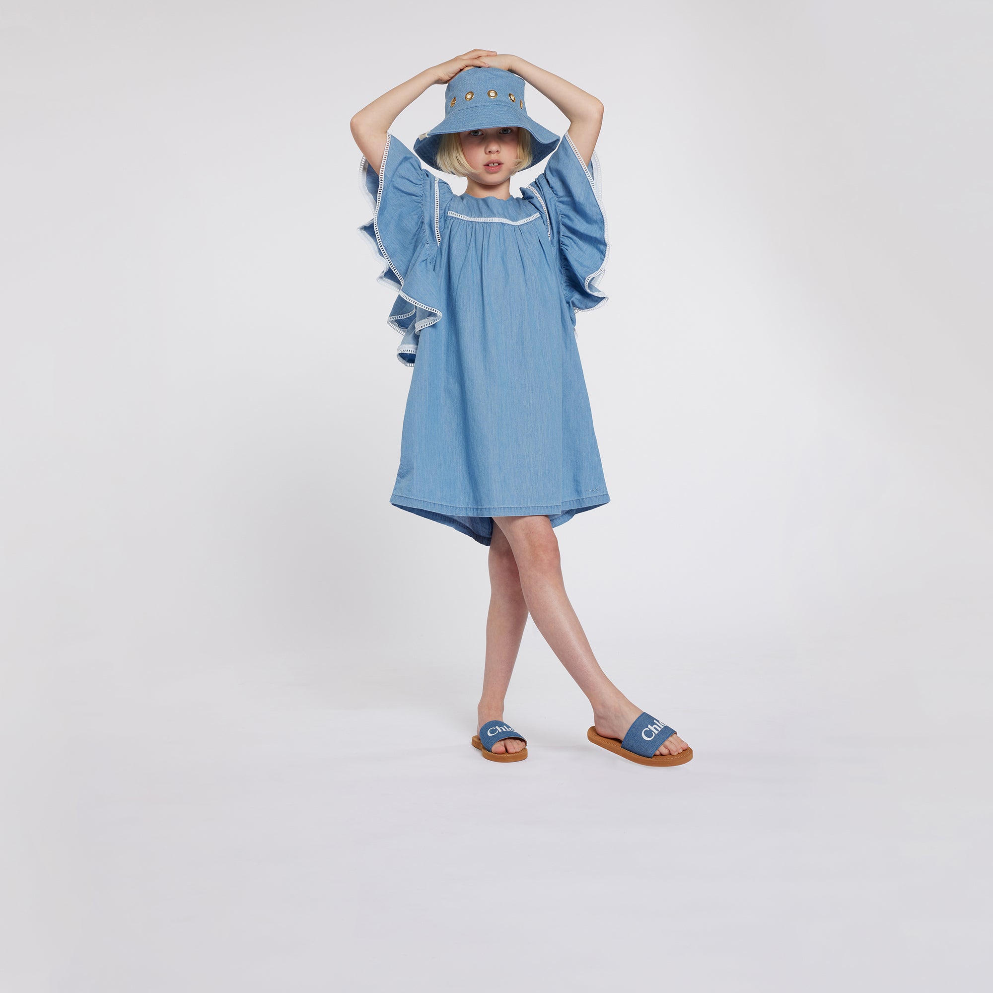 Girls Blue Denim Slippers