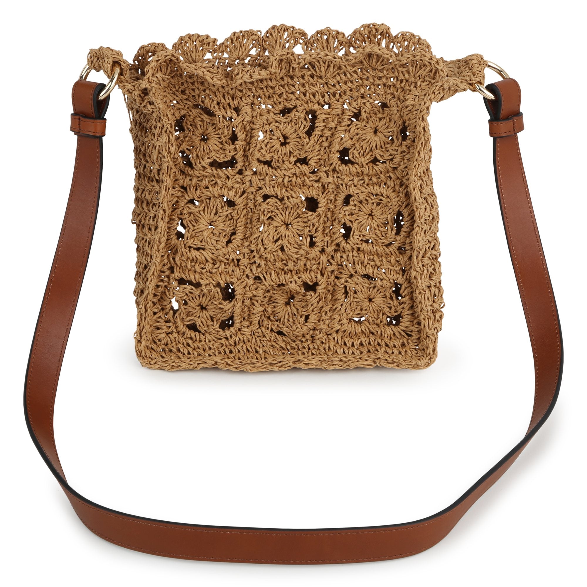 Girls Beige Raffia Shoulder Bag (21cm)