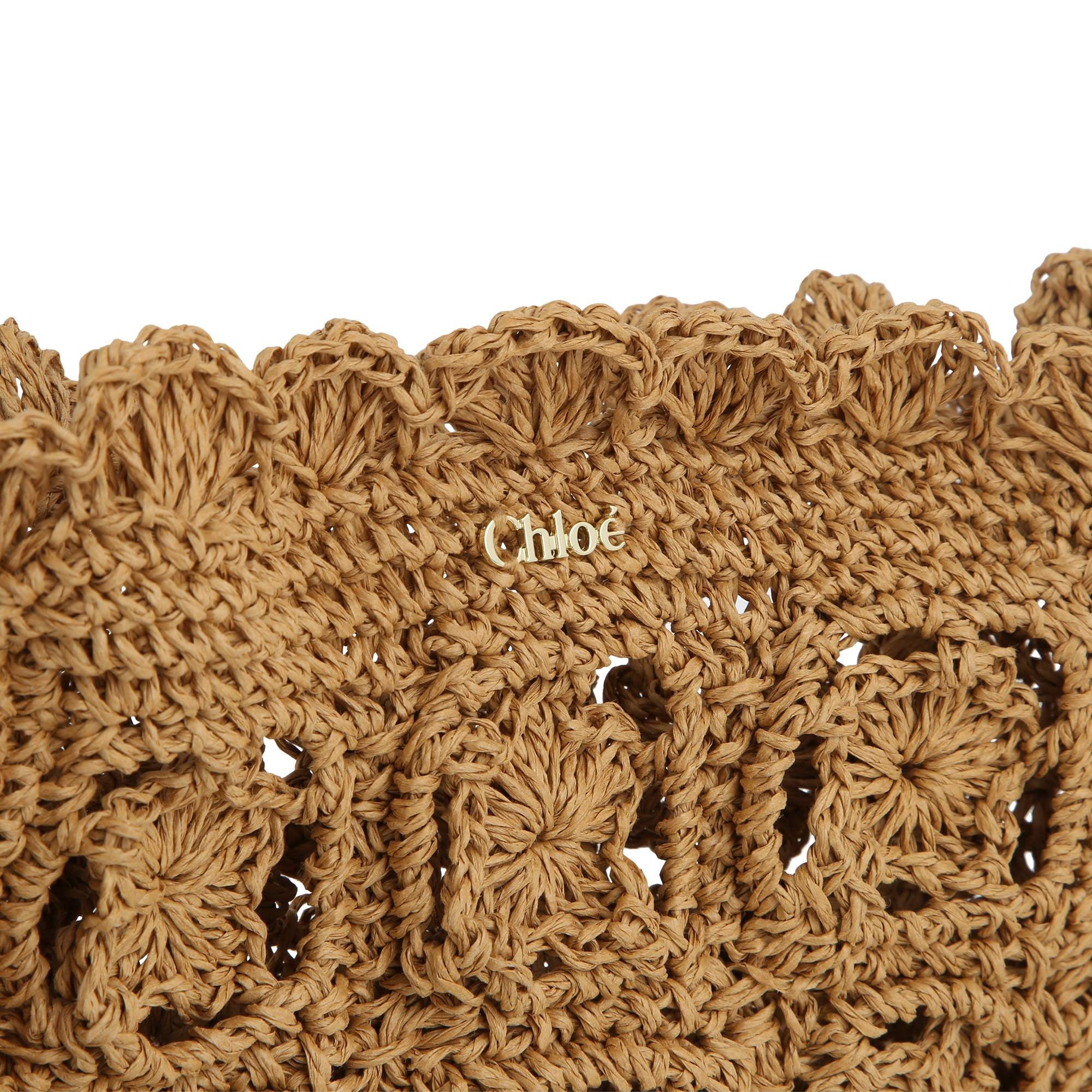 Girls Beige Raffia Shoulder Bag (21cm)