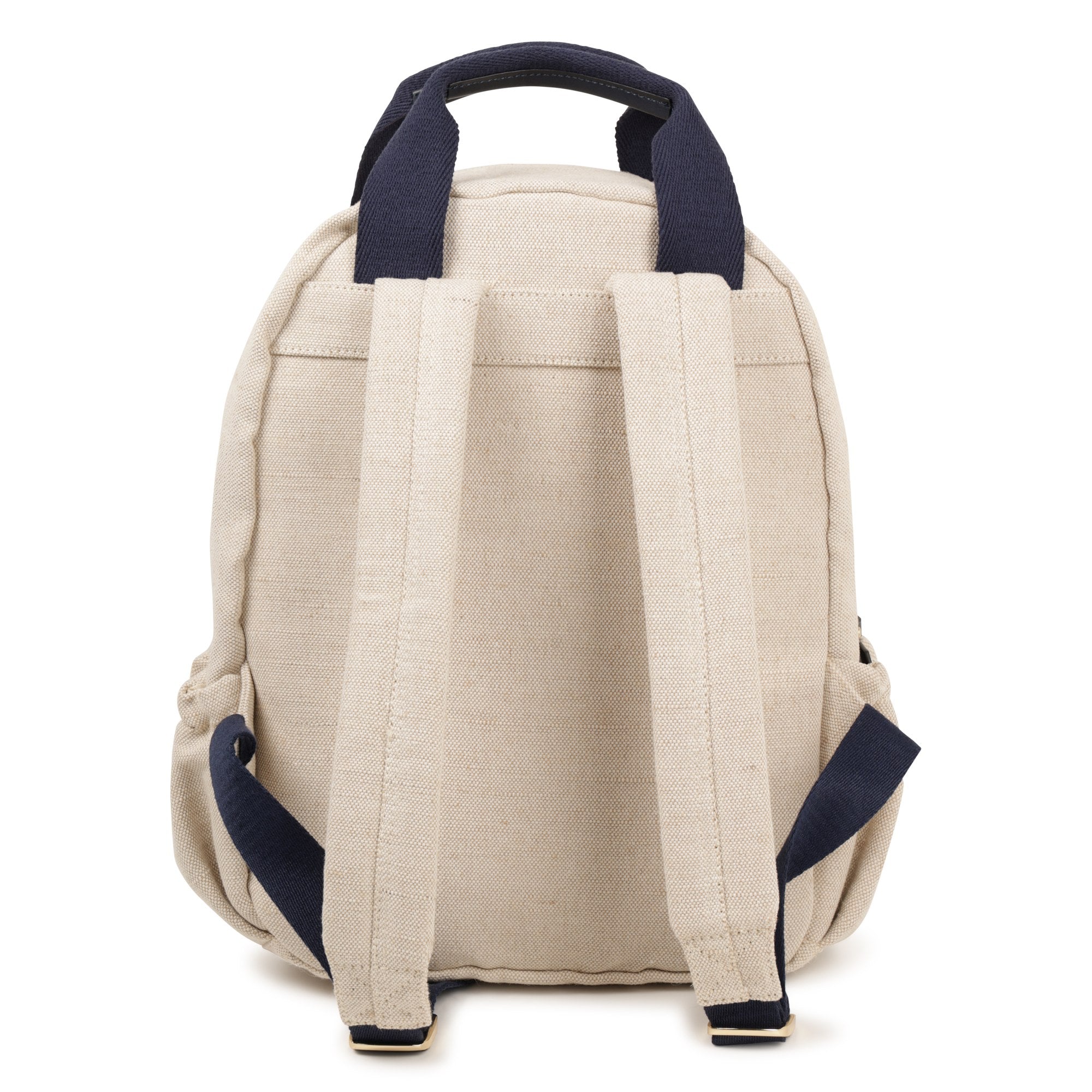 Girls Beige Canvas Backpack(长x宽x高:28x9x36cm)