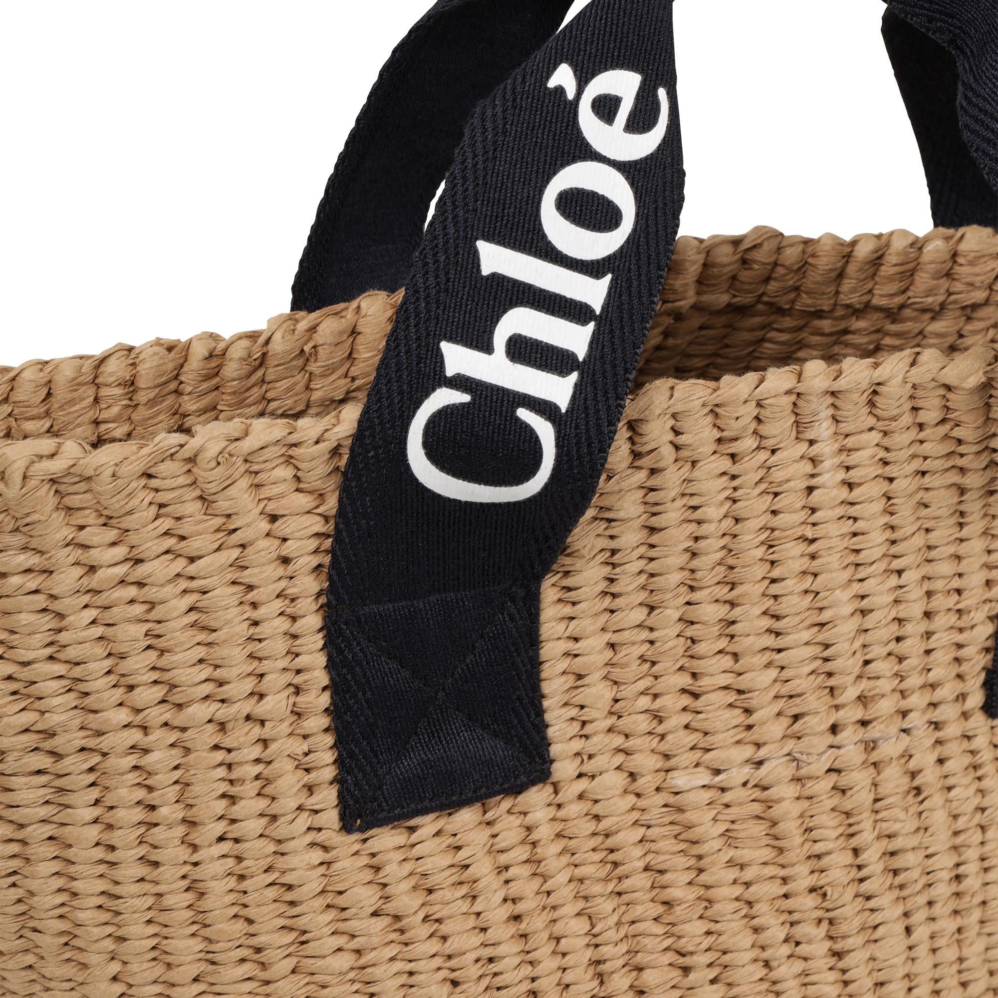 Girls Beige Woven Handbag(L33cmxH22cm)