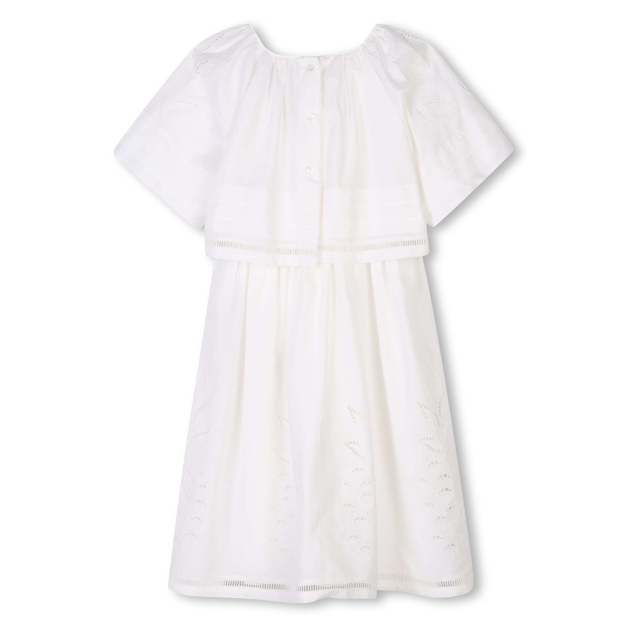 Girls White Embroidered Cotton Dress