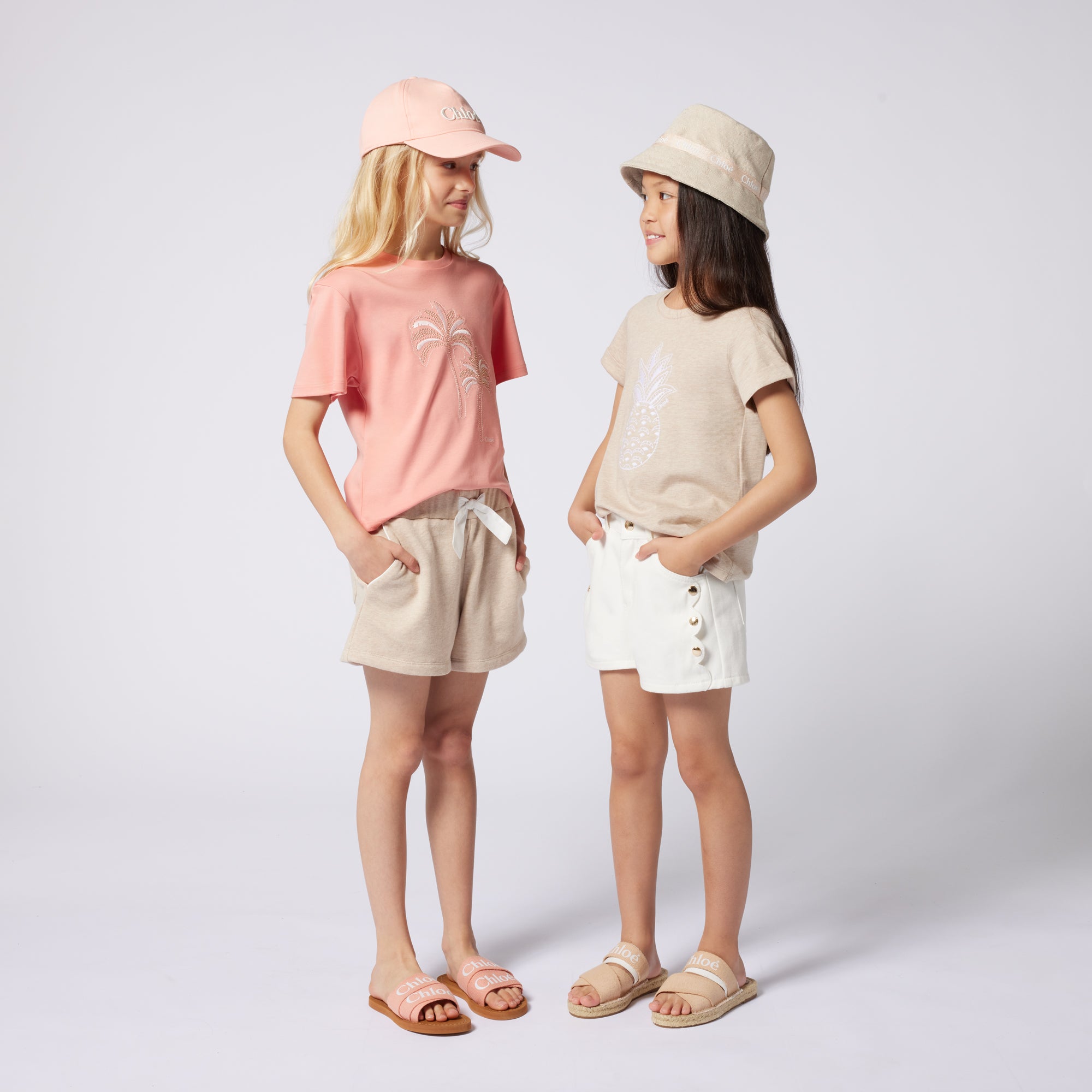 Girls Beige Cotton Shorts