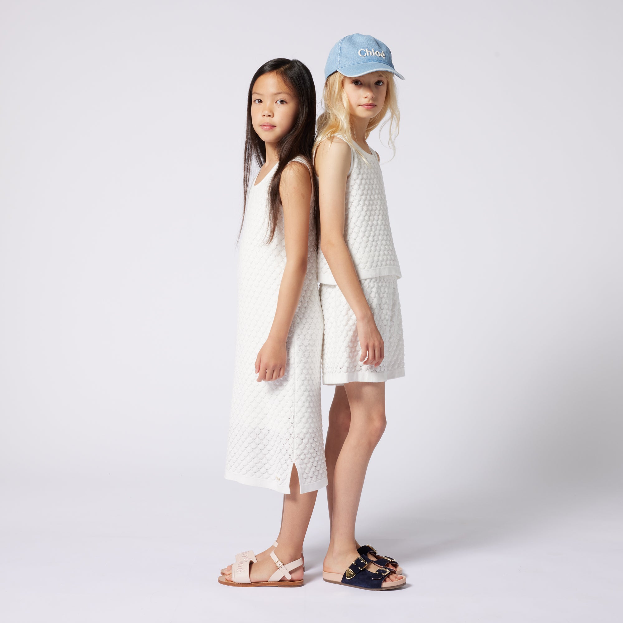 Girls White Knit Cotton Set