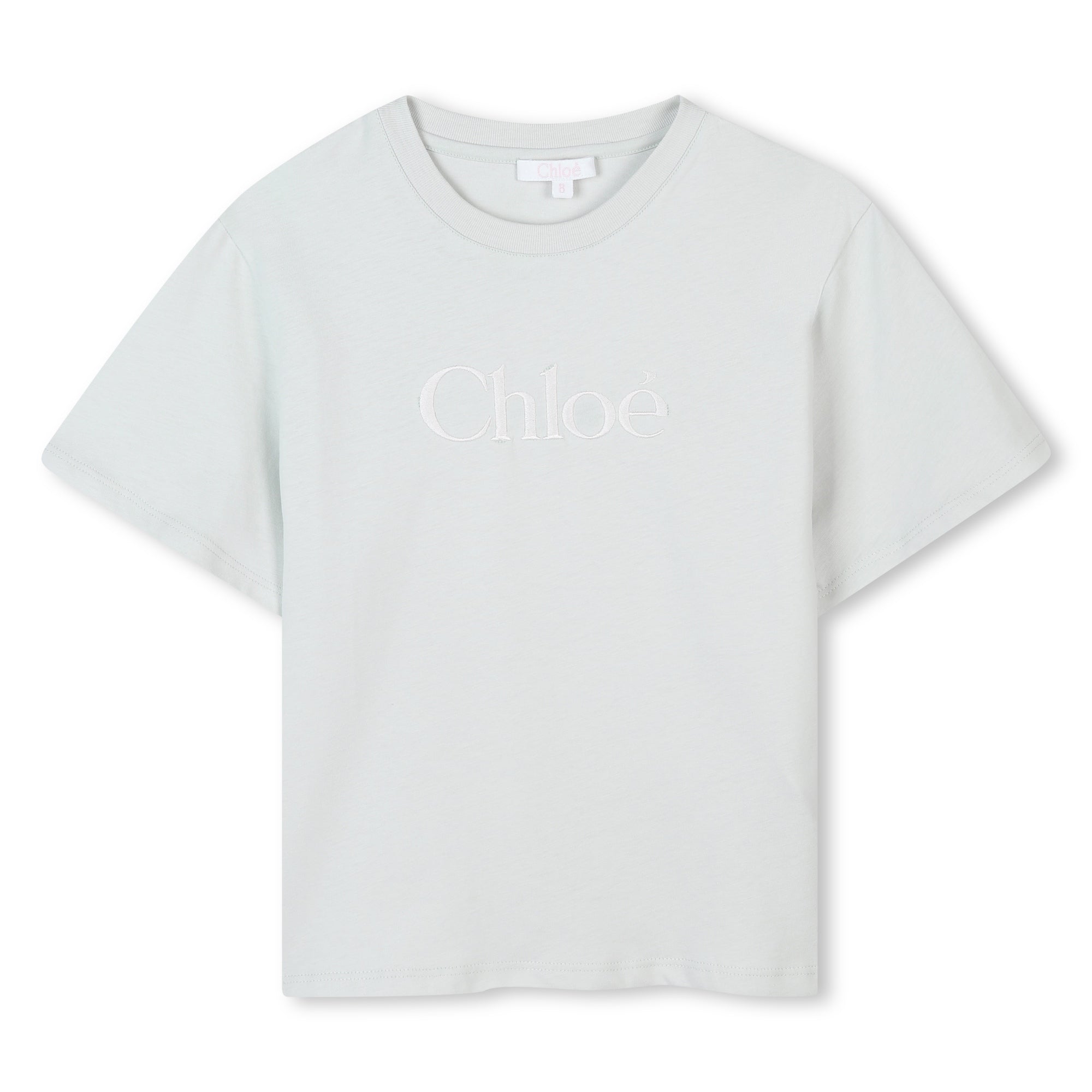 Girls Light Green Embroidery Logo Cotton T-Shirt