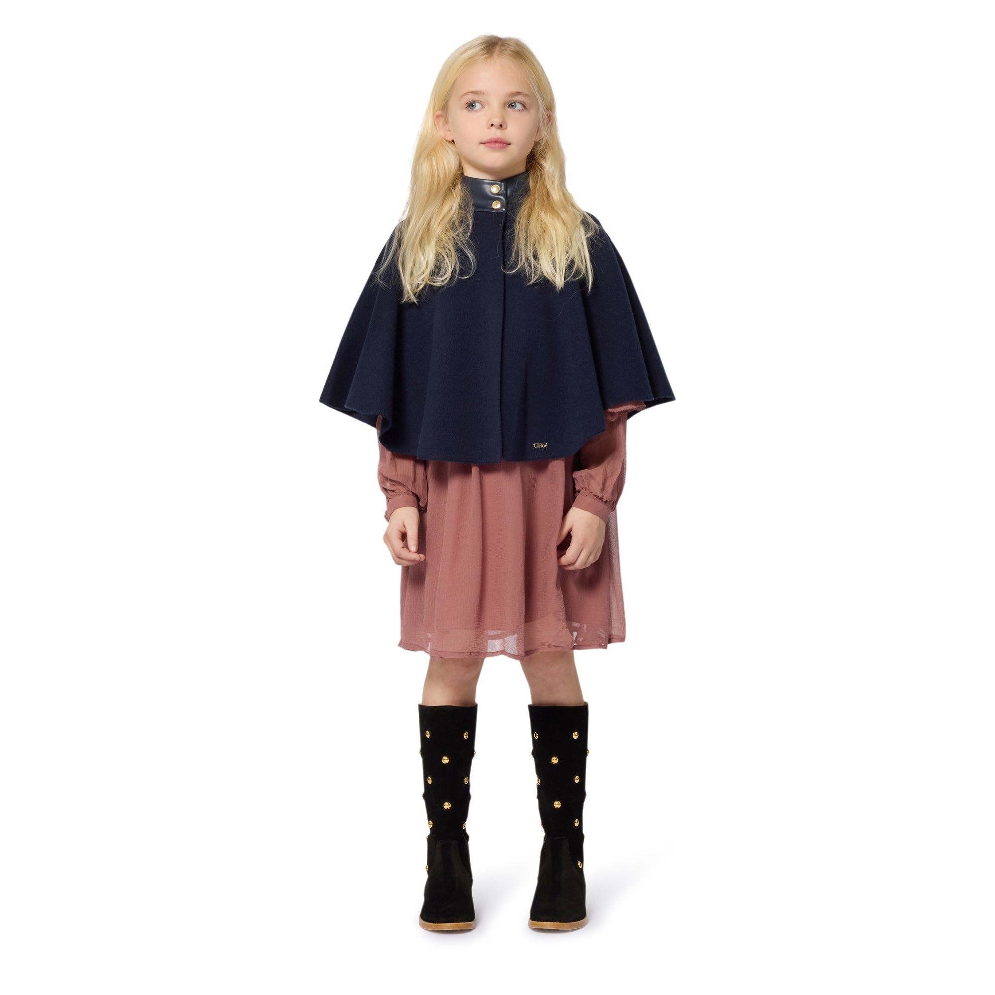 Girls Dark Blue Cotton Cape