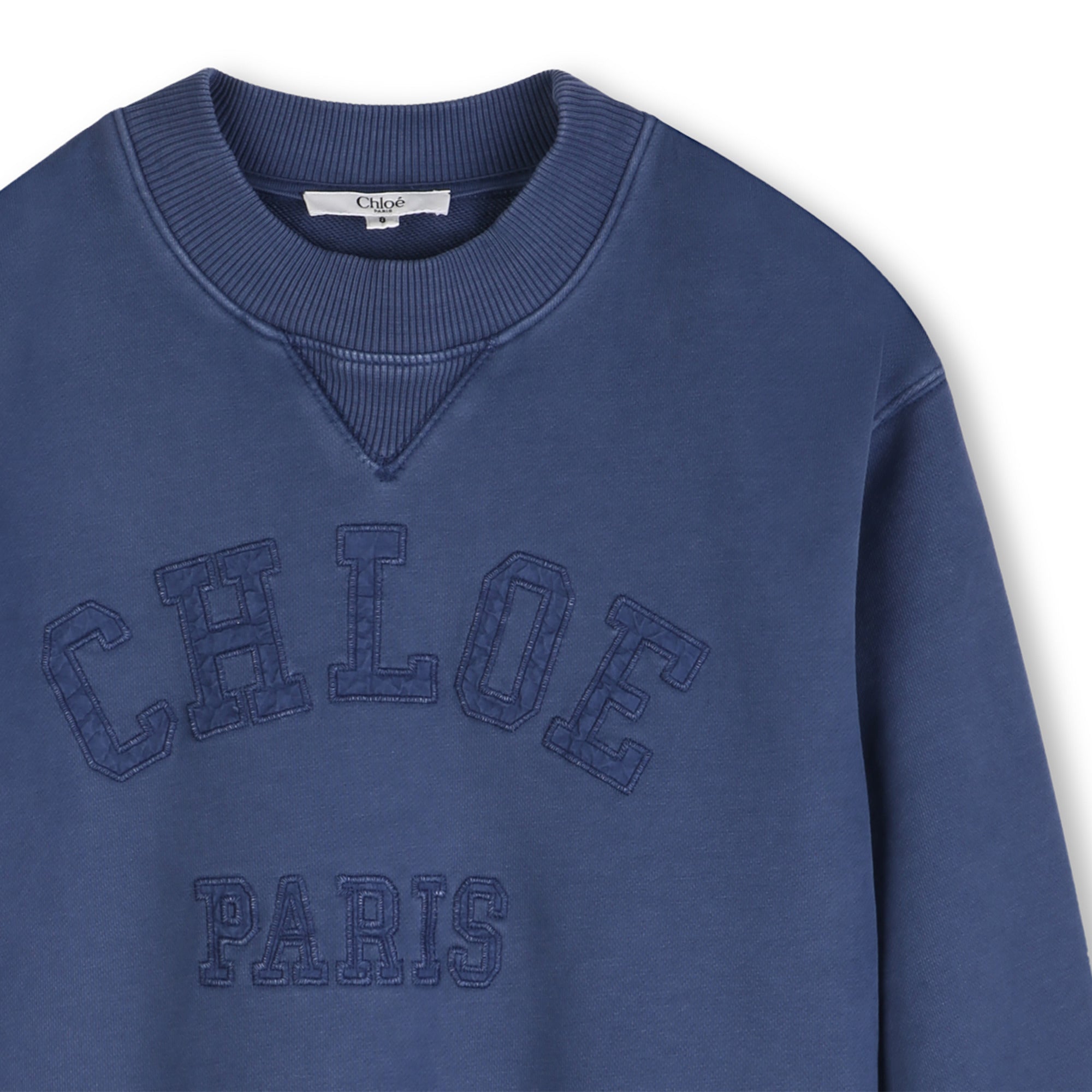 Girls Blue Embroidered Logo Cotton Sweatshirt
