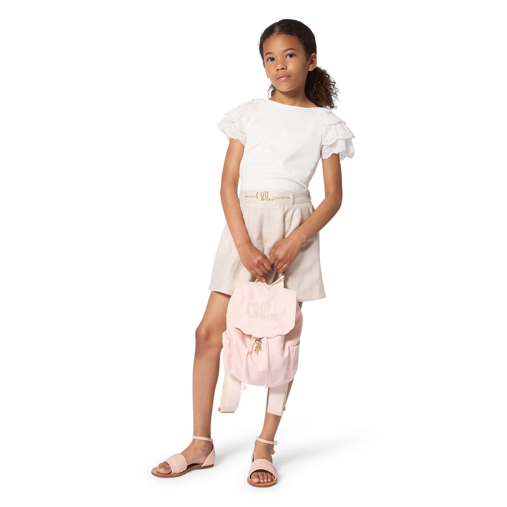 Girls White Cotton T-Shirt