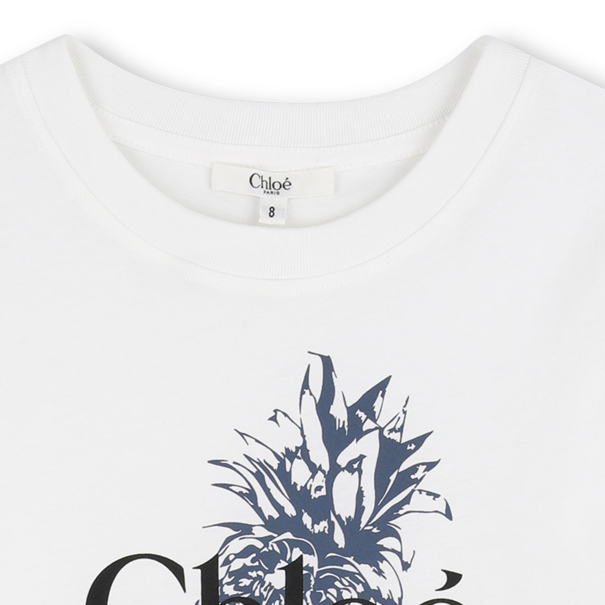 Girls White Printed Cotton T-Shirt