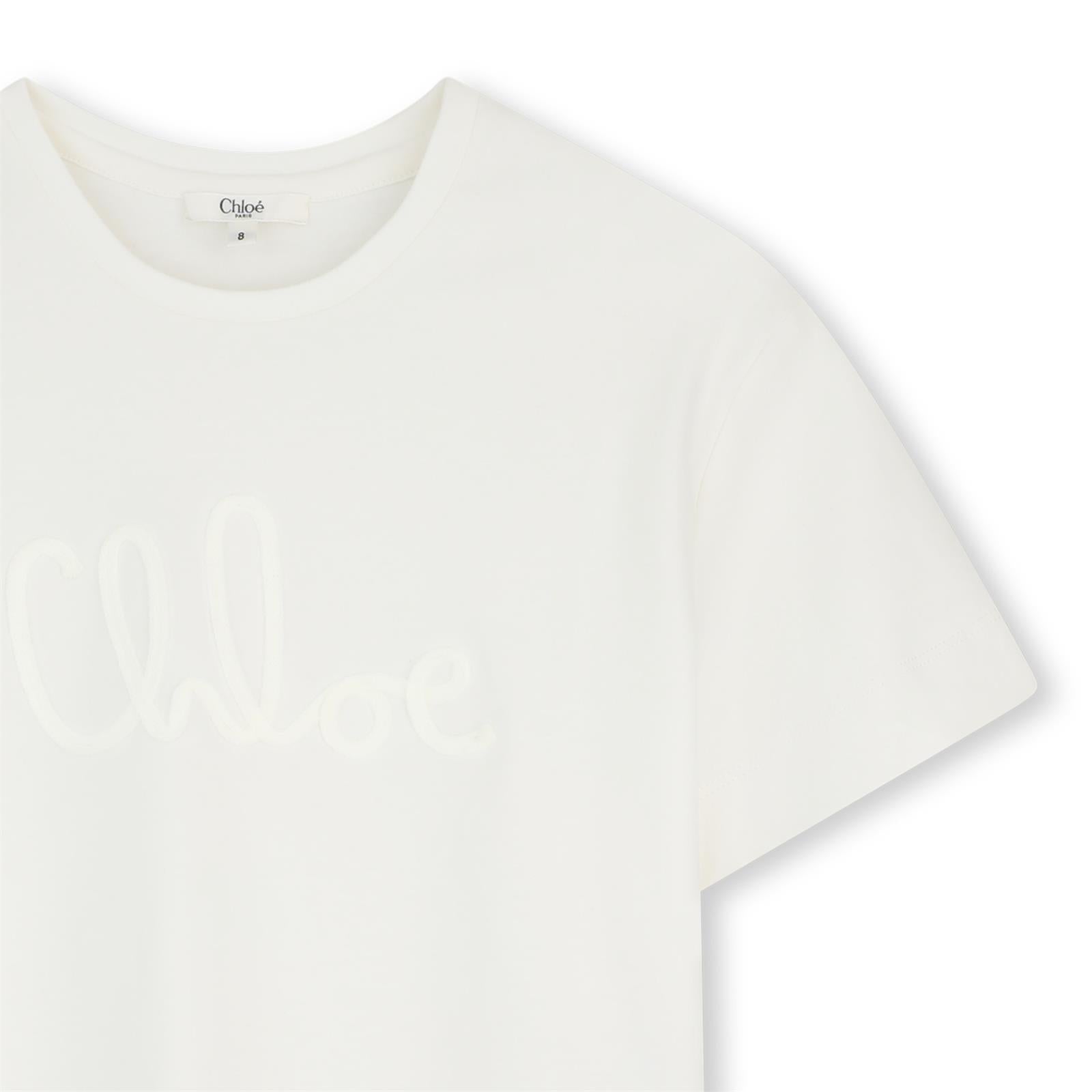 Girls White Logo Cotton T-Shirt