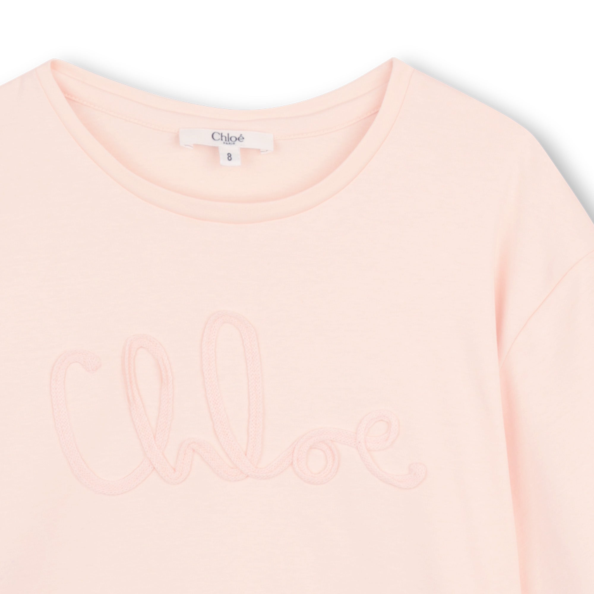 Girls Light Pink Logo Cotton T-Shirt