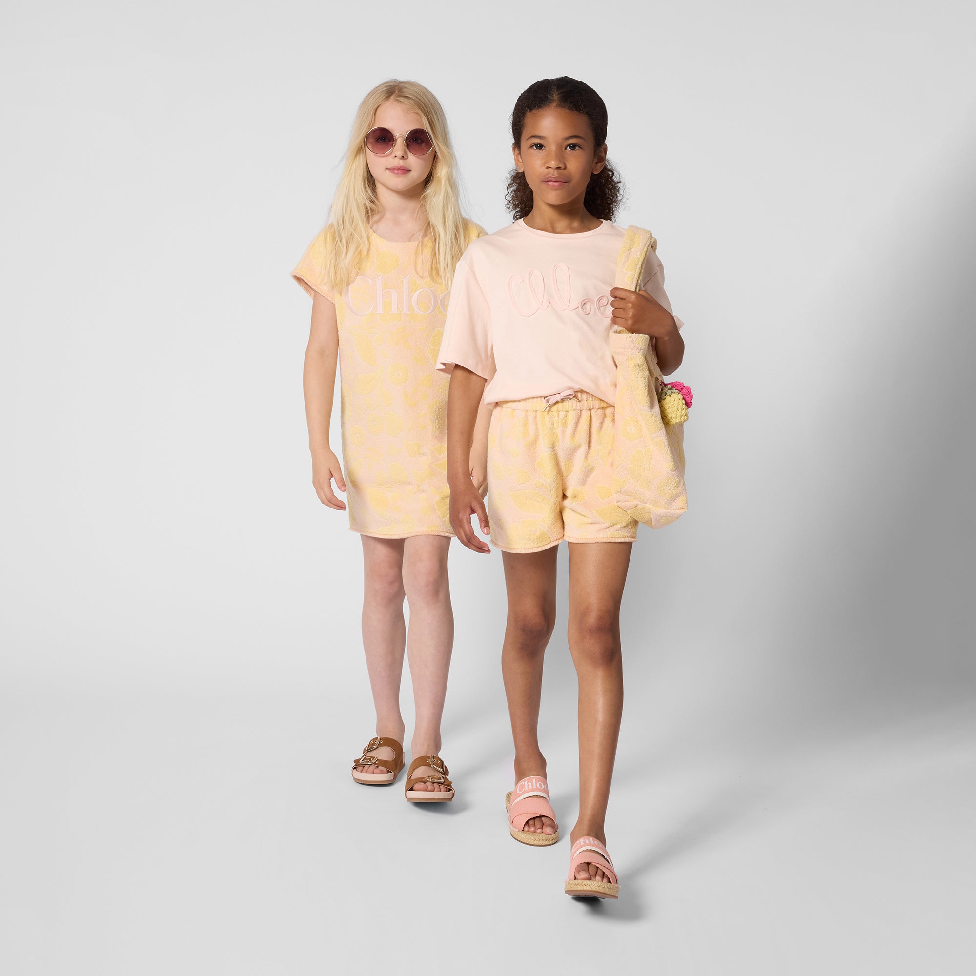 Girls Light Pink Logo Cotton T-Shirt