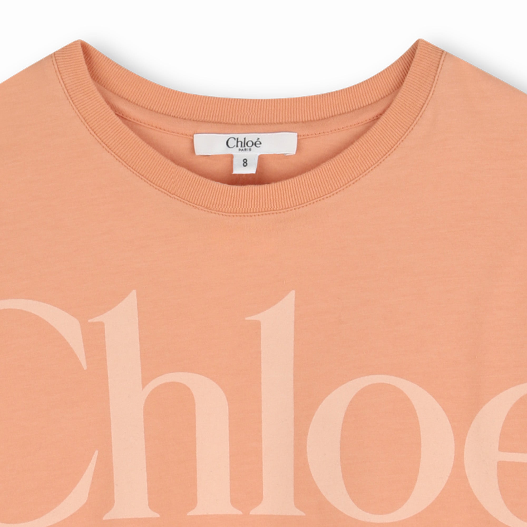 Girls Peach Logo Cotton T-Shirt