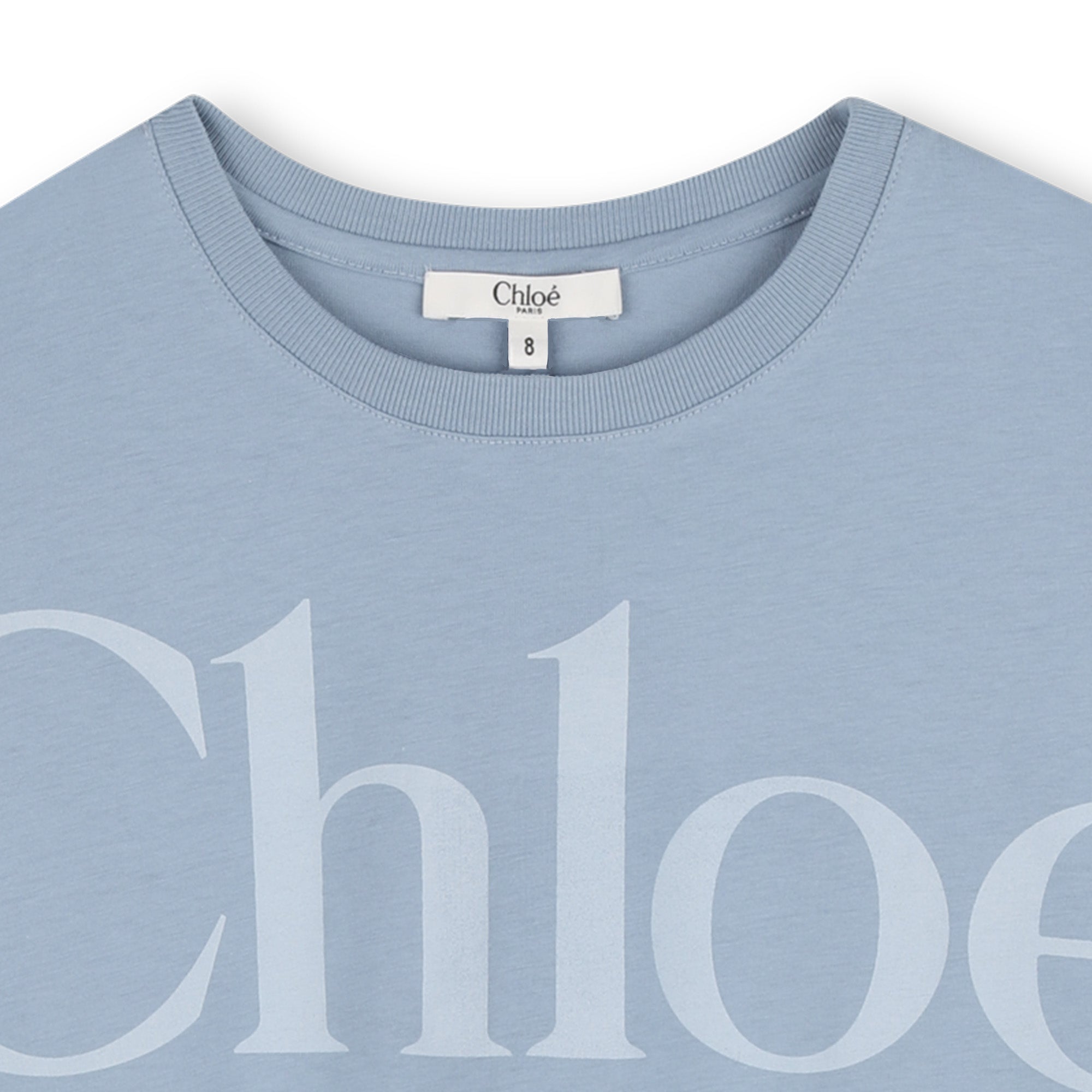 Girls Grey Blue Logo Cotton T-Shirt