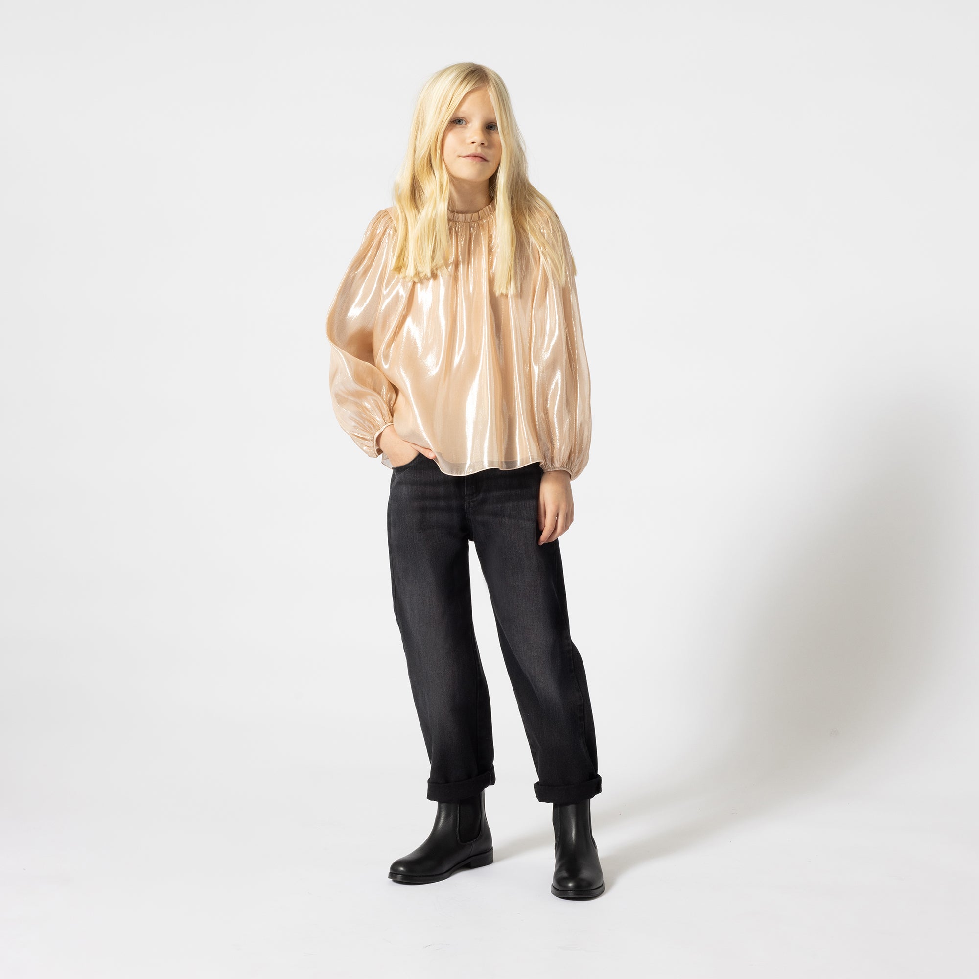 Girls Black Denim Trousers