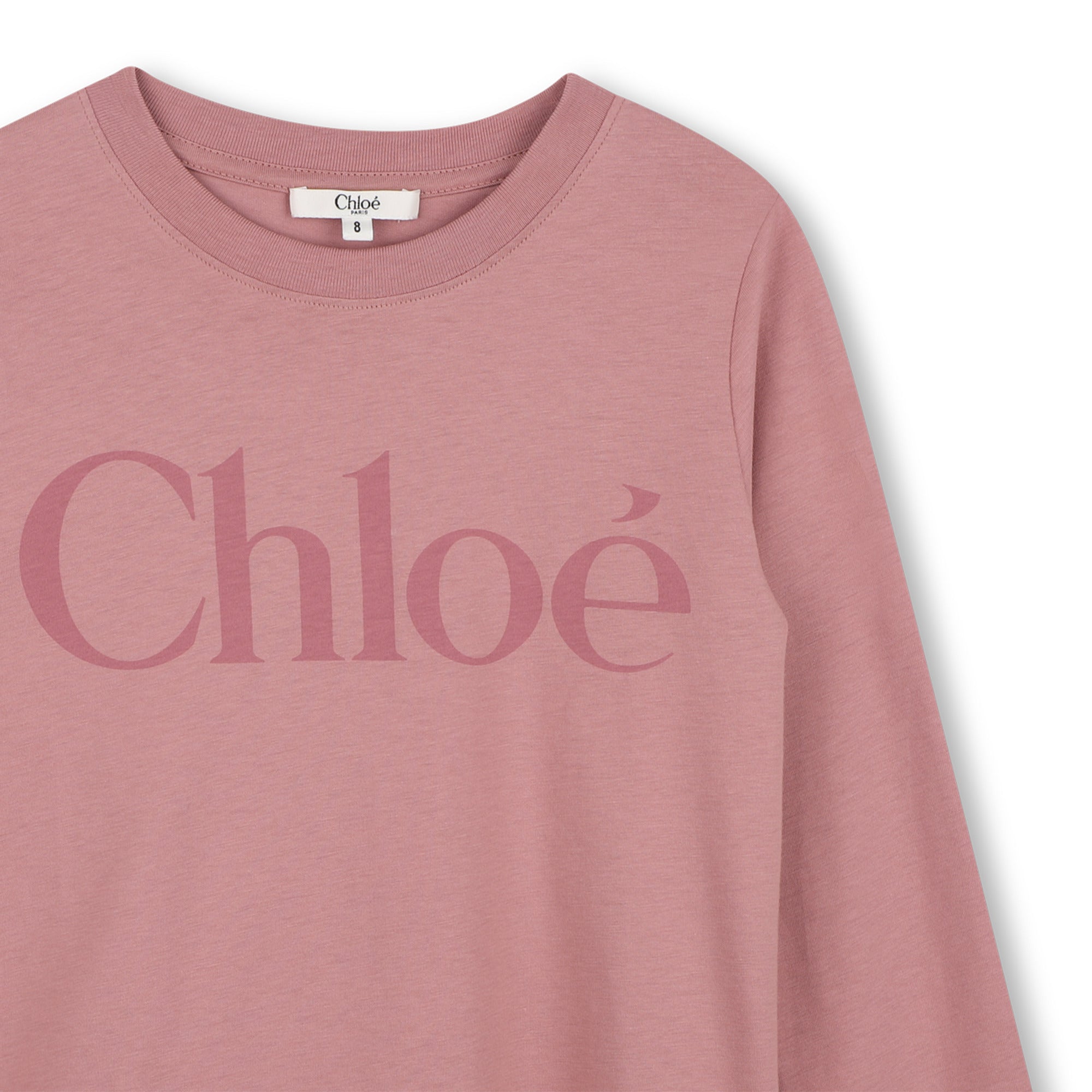 Girls Pink Logo Cotton Long Sleeves T-Shirt