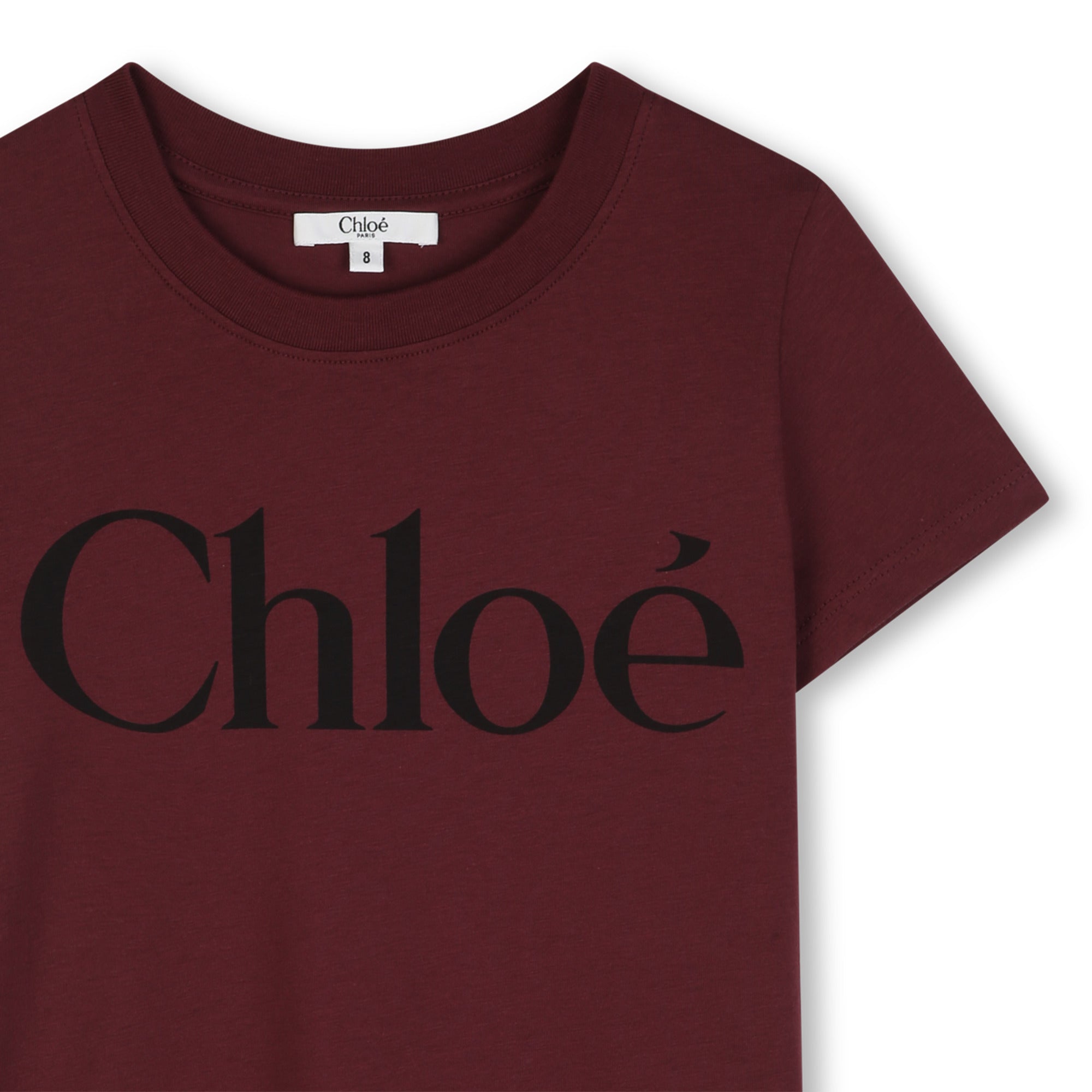 Girls Dark Plum Logo Cotton T-Shirt