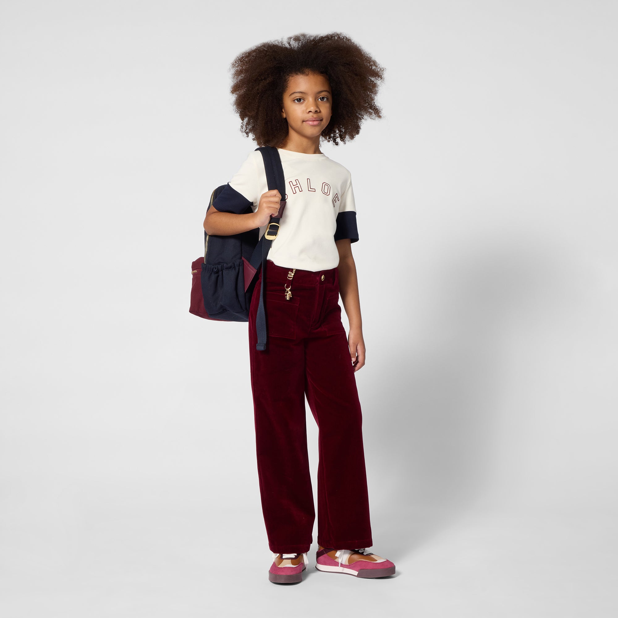 Girls Dark Blue Logo Backpack(W28 x H36 x D12 cm)