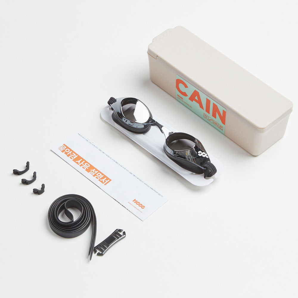 Adult Black Rubber Ring Racing Goggles(CAIN_BKSL)