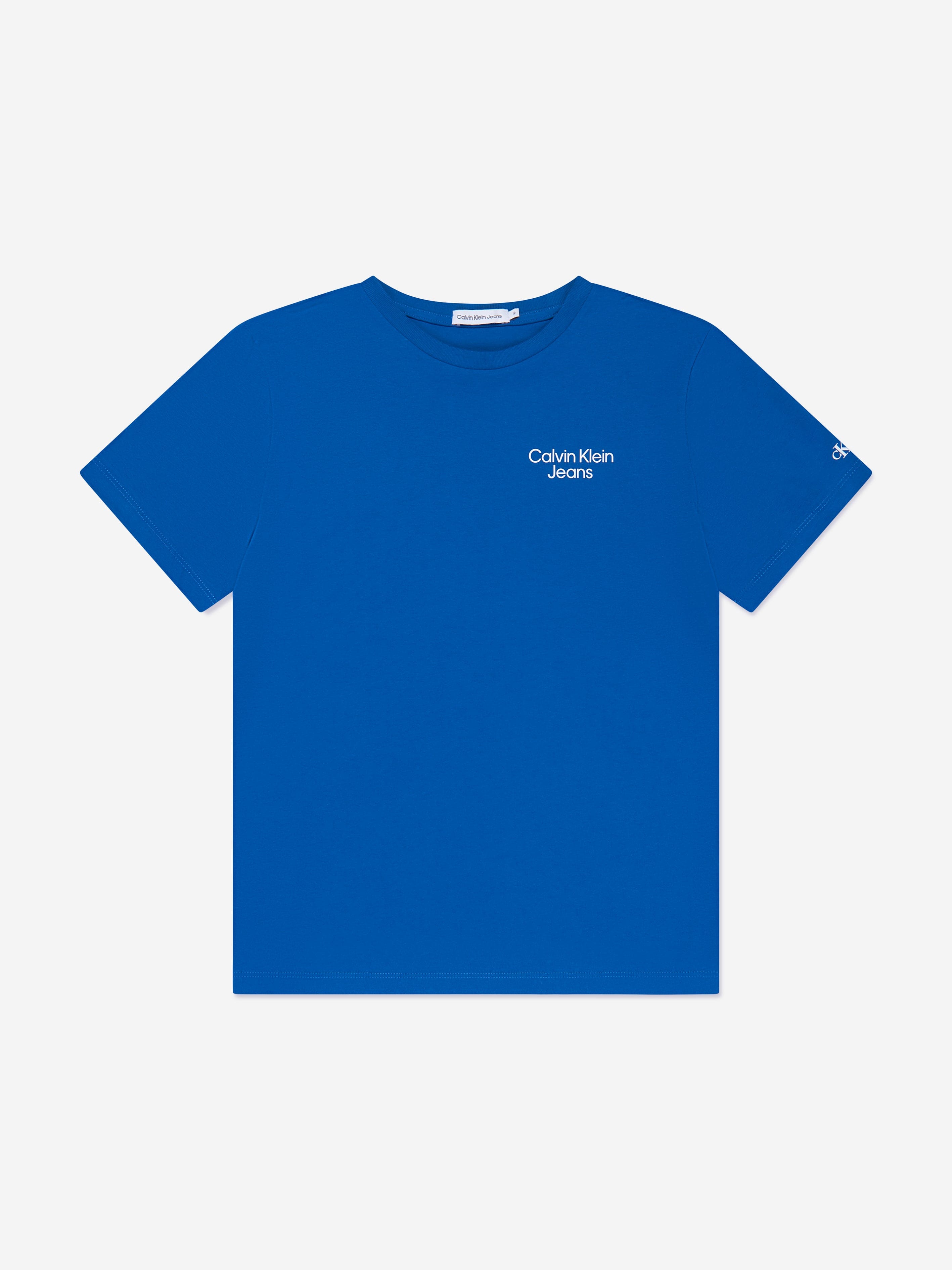 Calvin Klein Boys CKJ Stack Logo T-Shirt in Blue