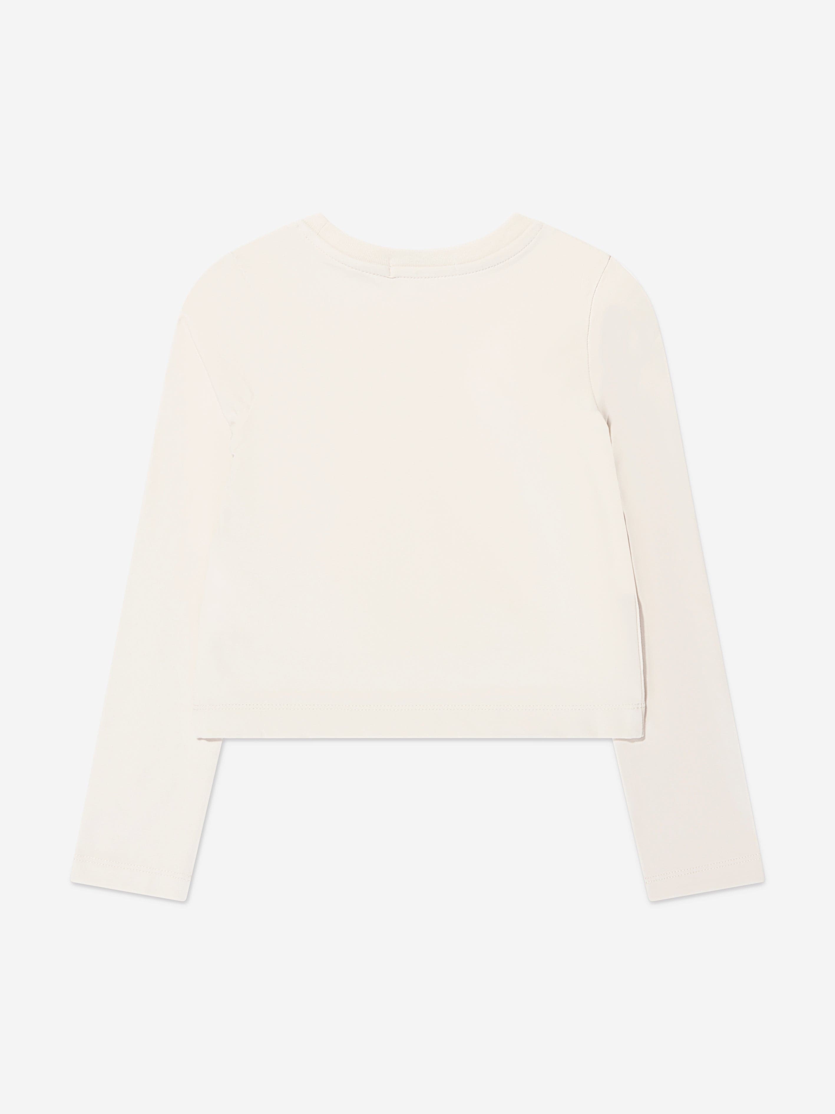 Calvin Klein Girls Monogram Off Placed T-Shirt in Beige