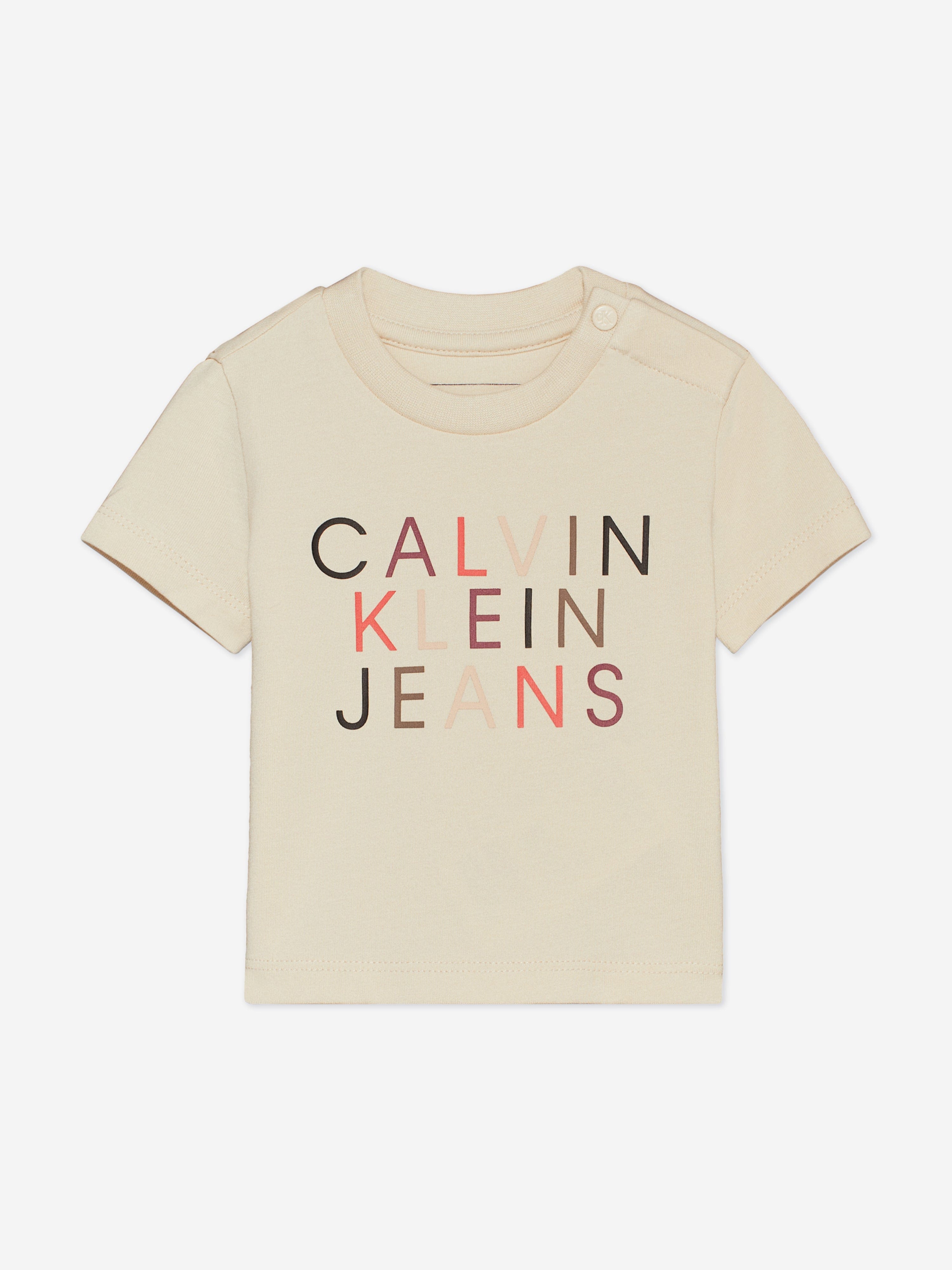 Calvin Klein Baby City Logo T-Shirt in Beige