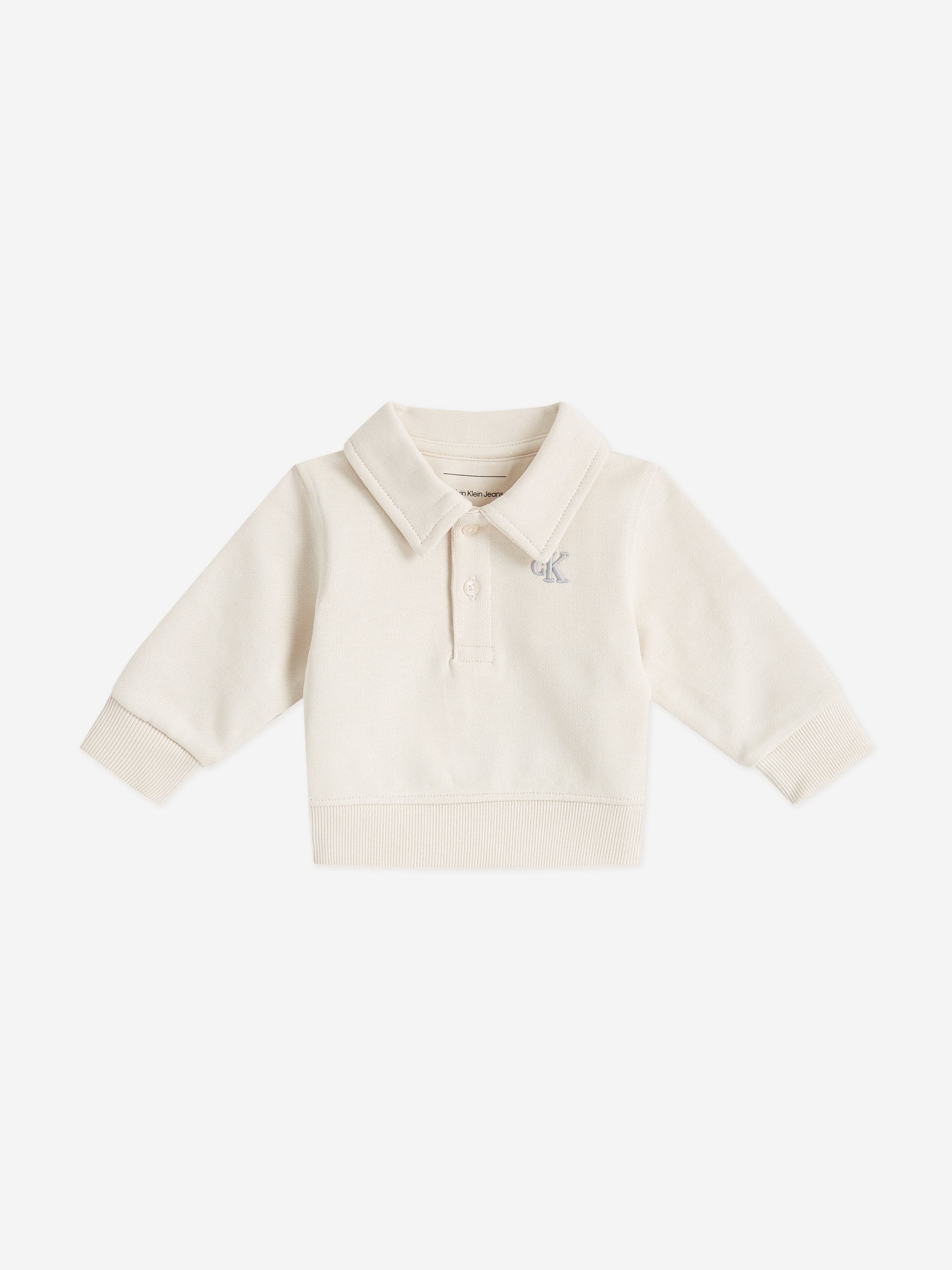 Baby Long Sleeve Polo Shirt in Beige