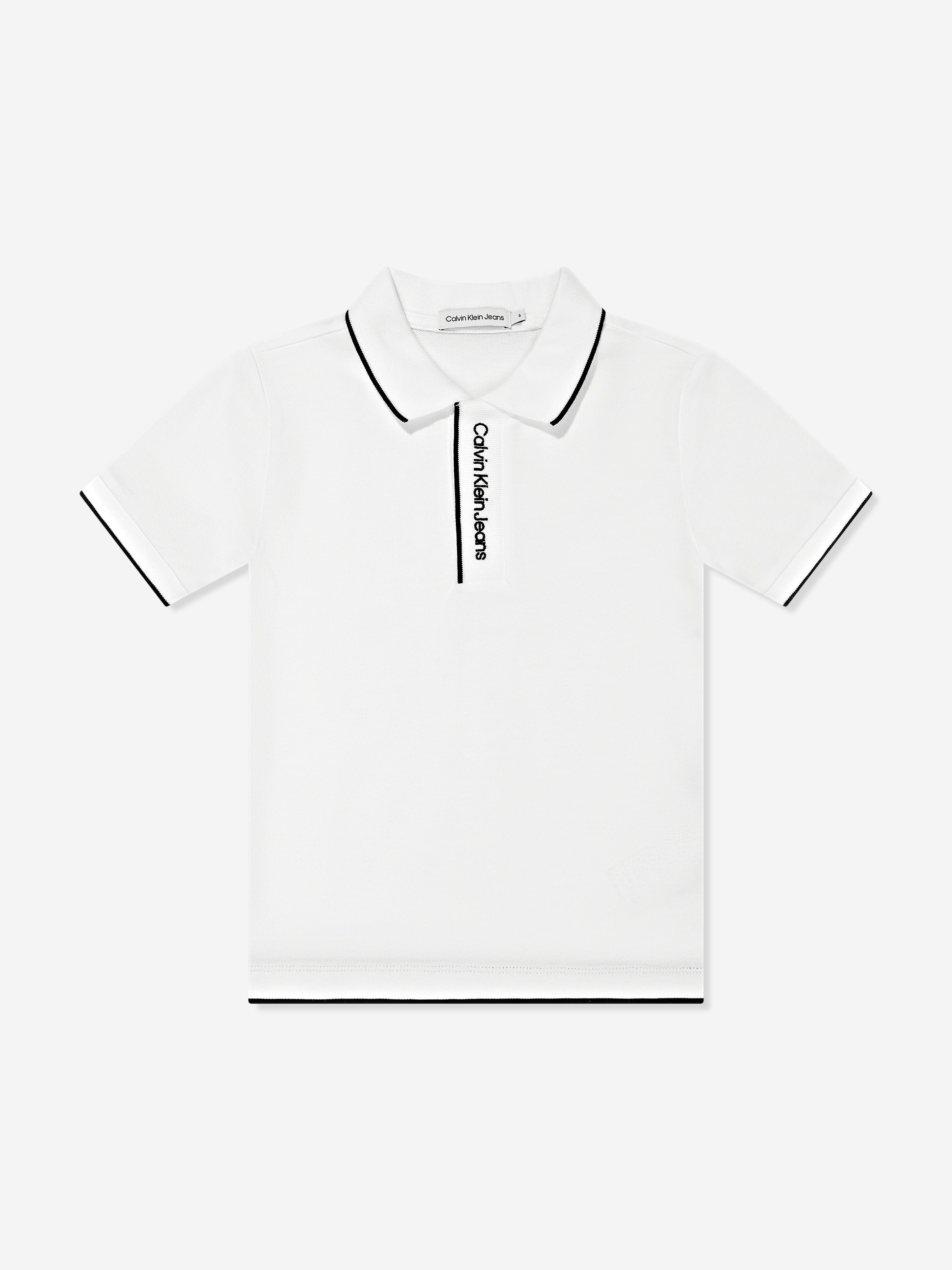Calvin Klein Boys Intarsia Logo Pique Polo Shirt in White