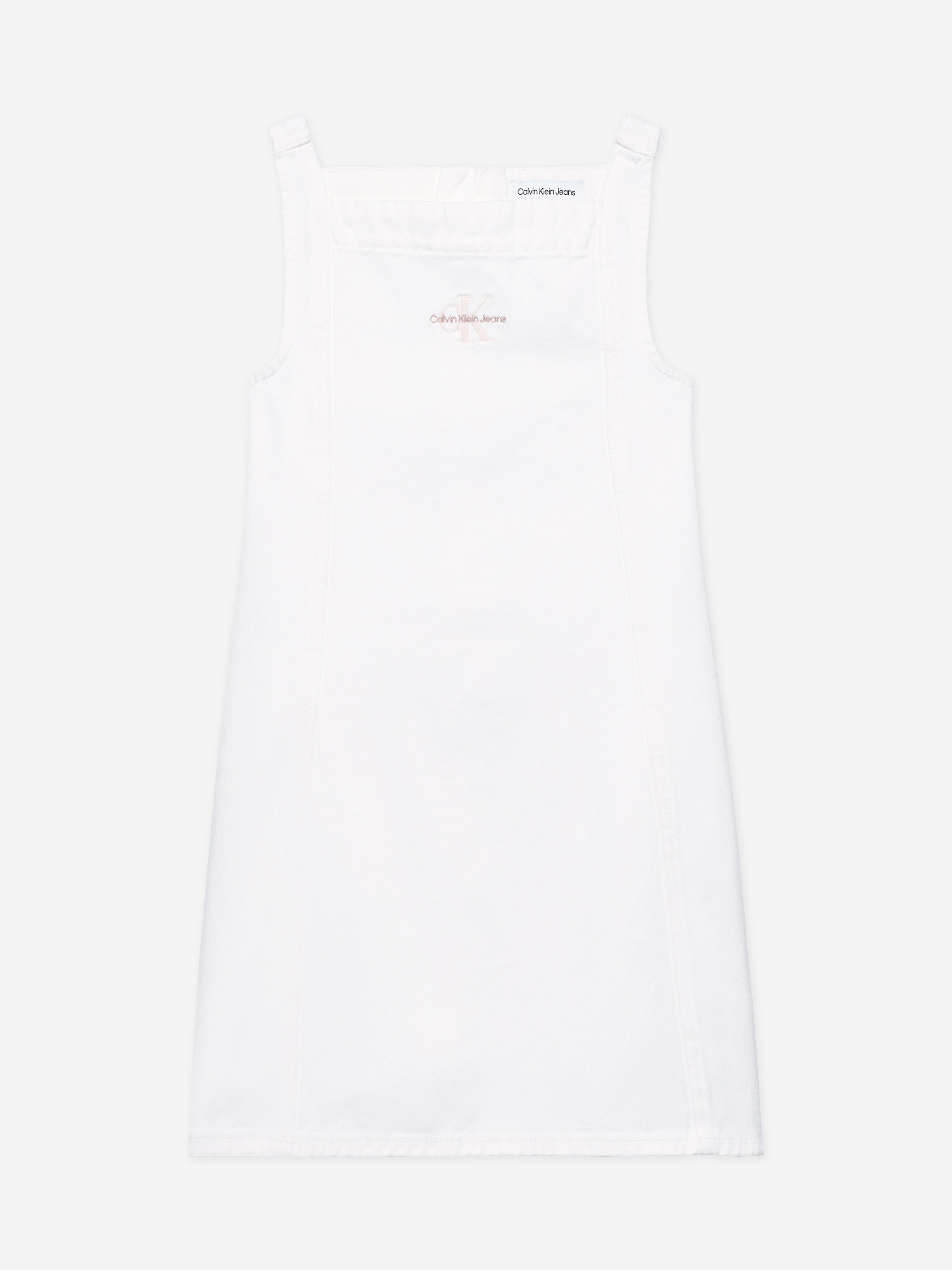Calvin Klein Girls Button Denim Dress in Ivory