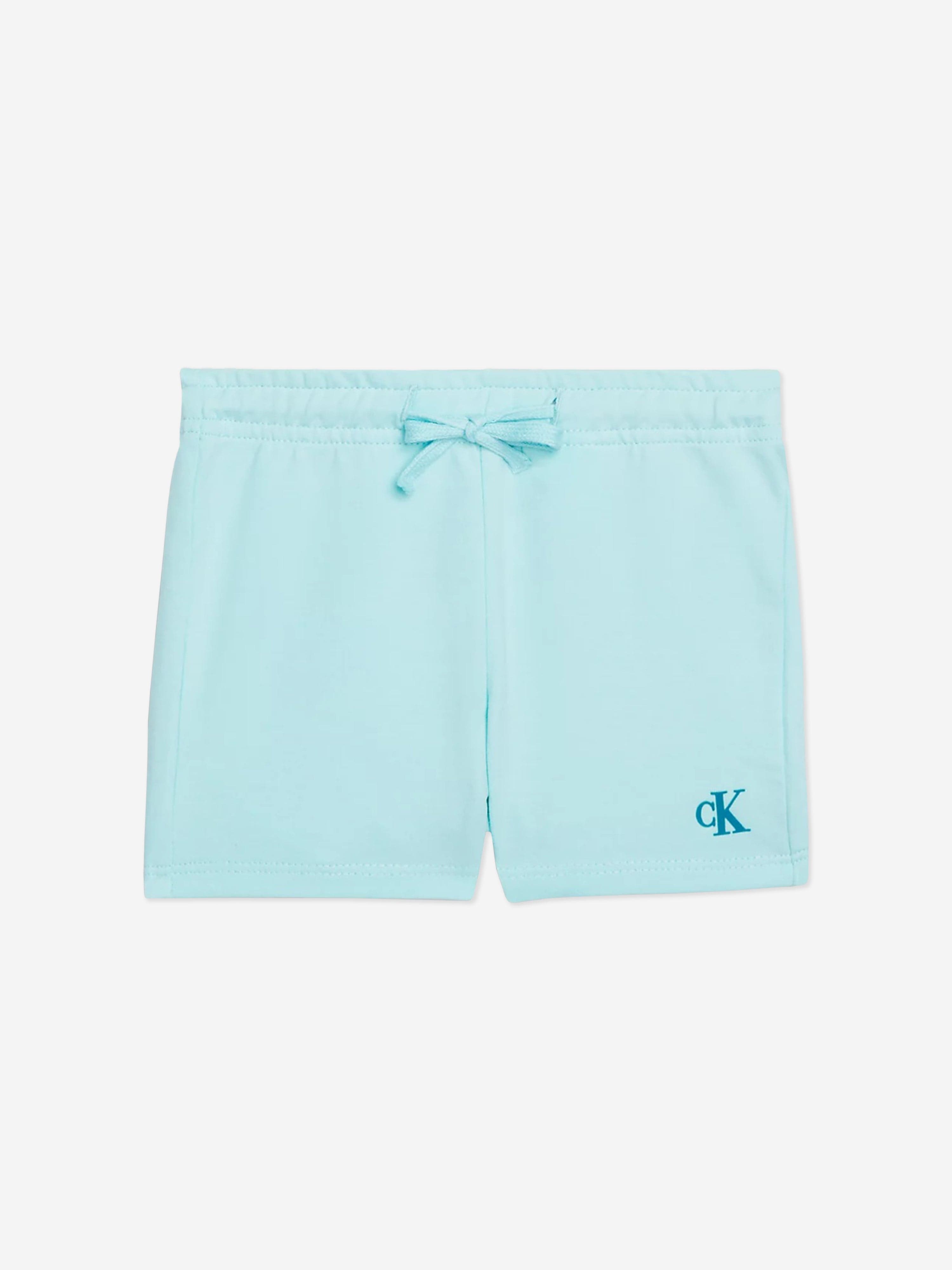 Calvin Klein Baby Monogram Logo Shorts Set in Blue