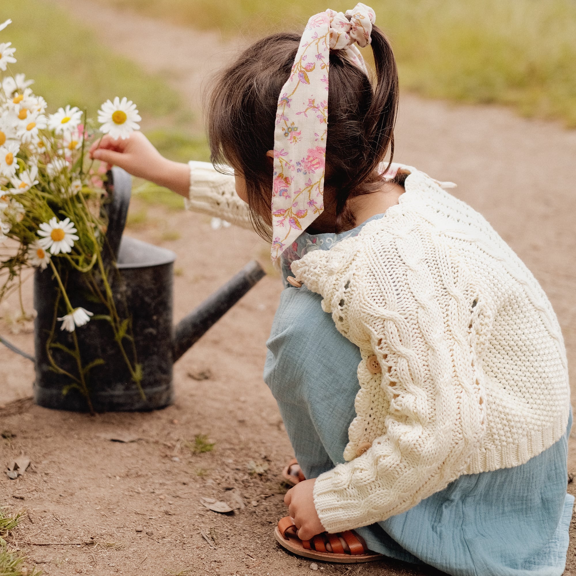 Girls Cream Cotton Cardigan