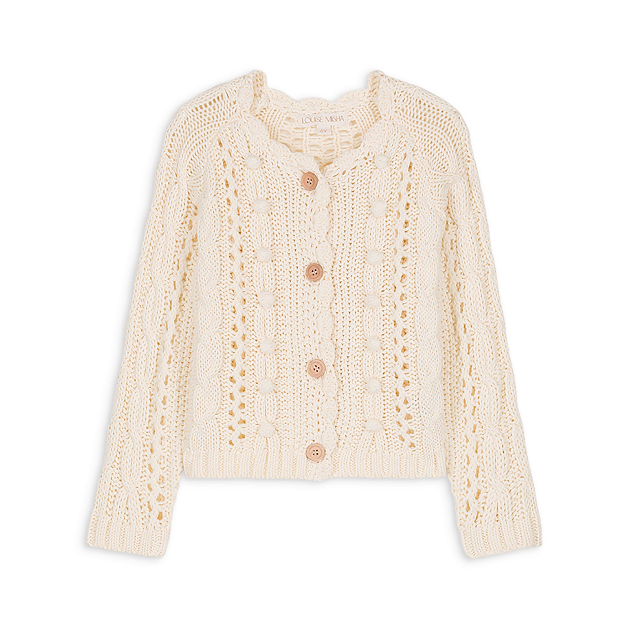 Girls Cream Cotton Cardigan