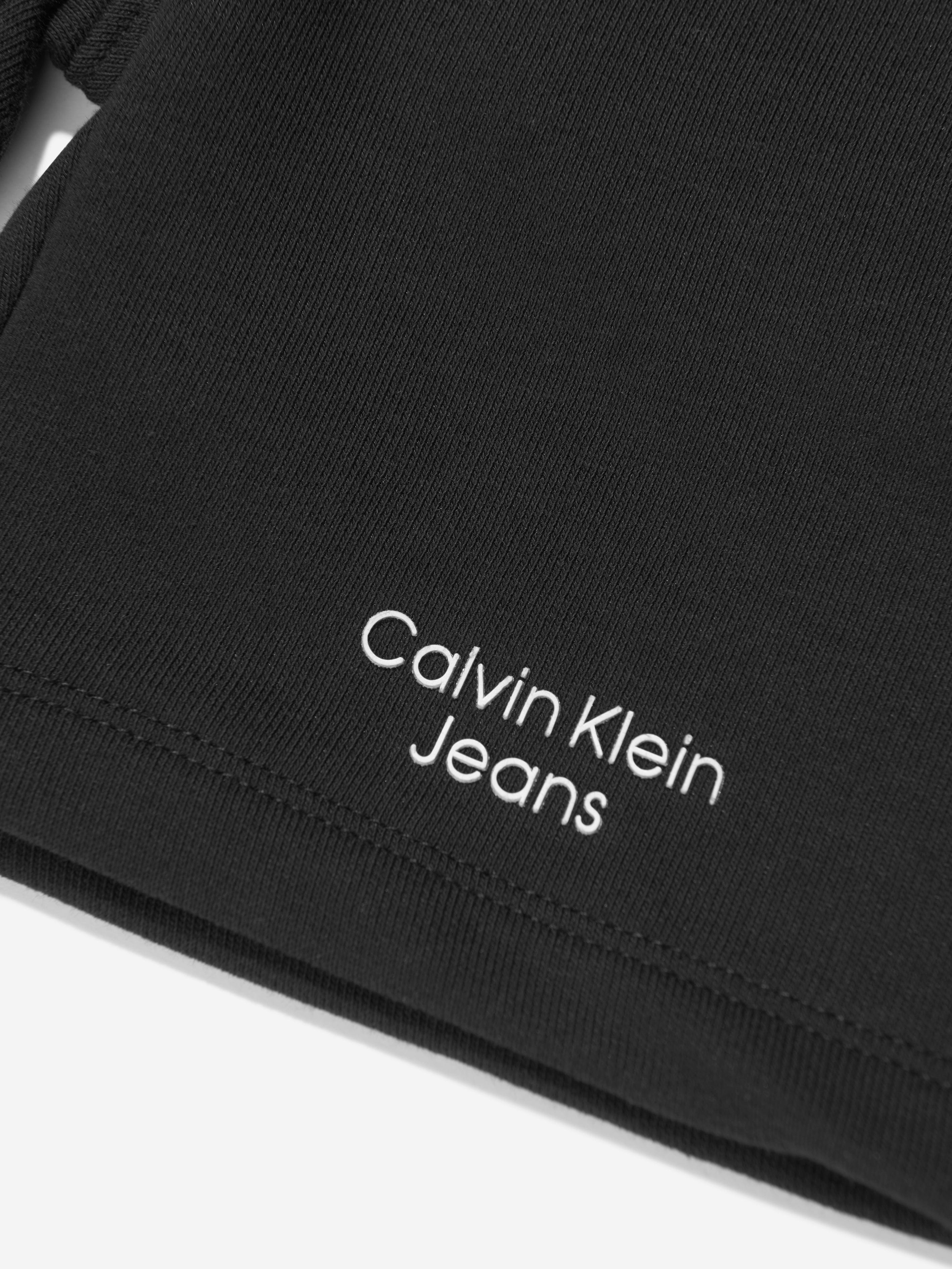 Calvin Klein Boys Stack Logo Jogger Shorts in Black