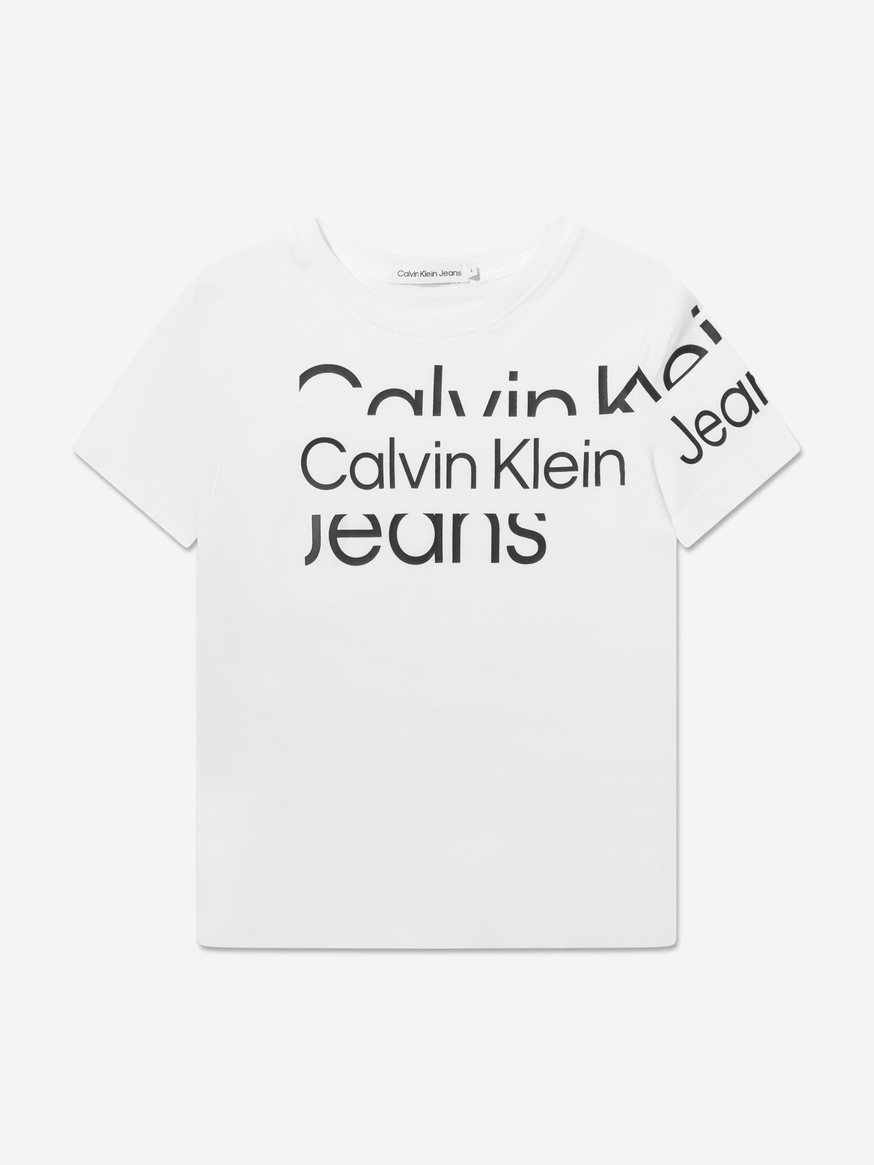 Calvin Klein Boys Blown Up Logo T-Shirt in White
