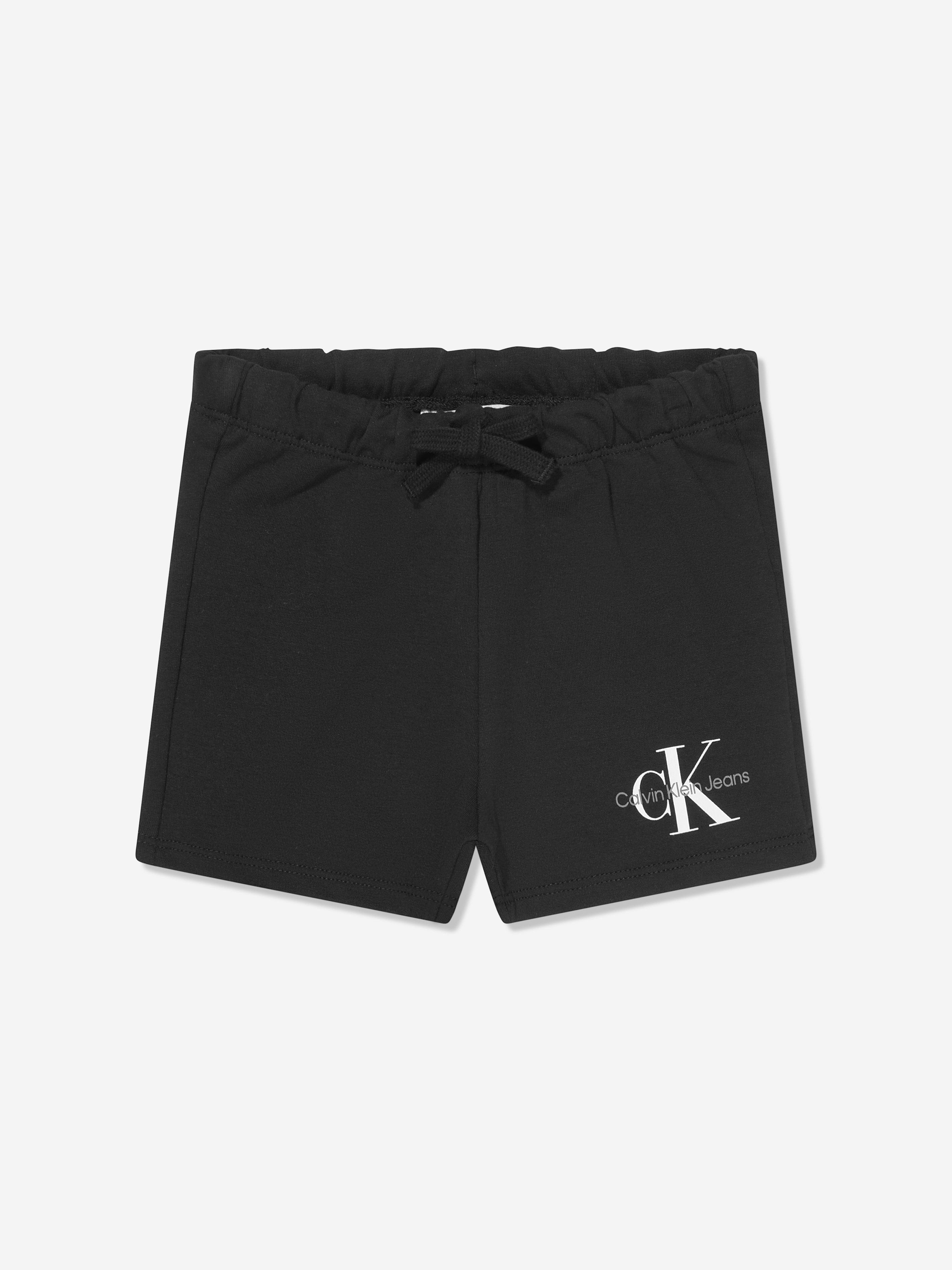 Calvin Klein Baby Girls Monogram Logo Shorts in Black