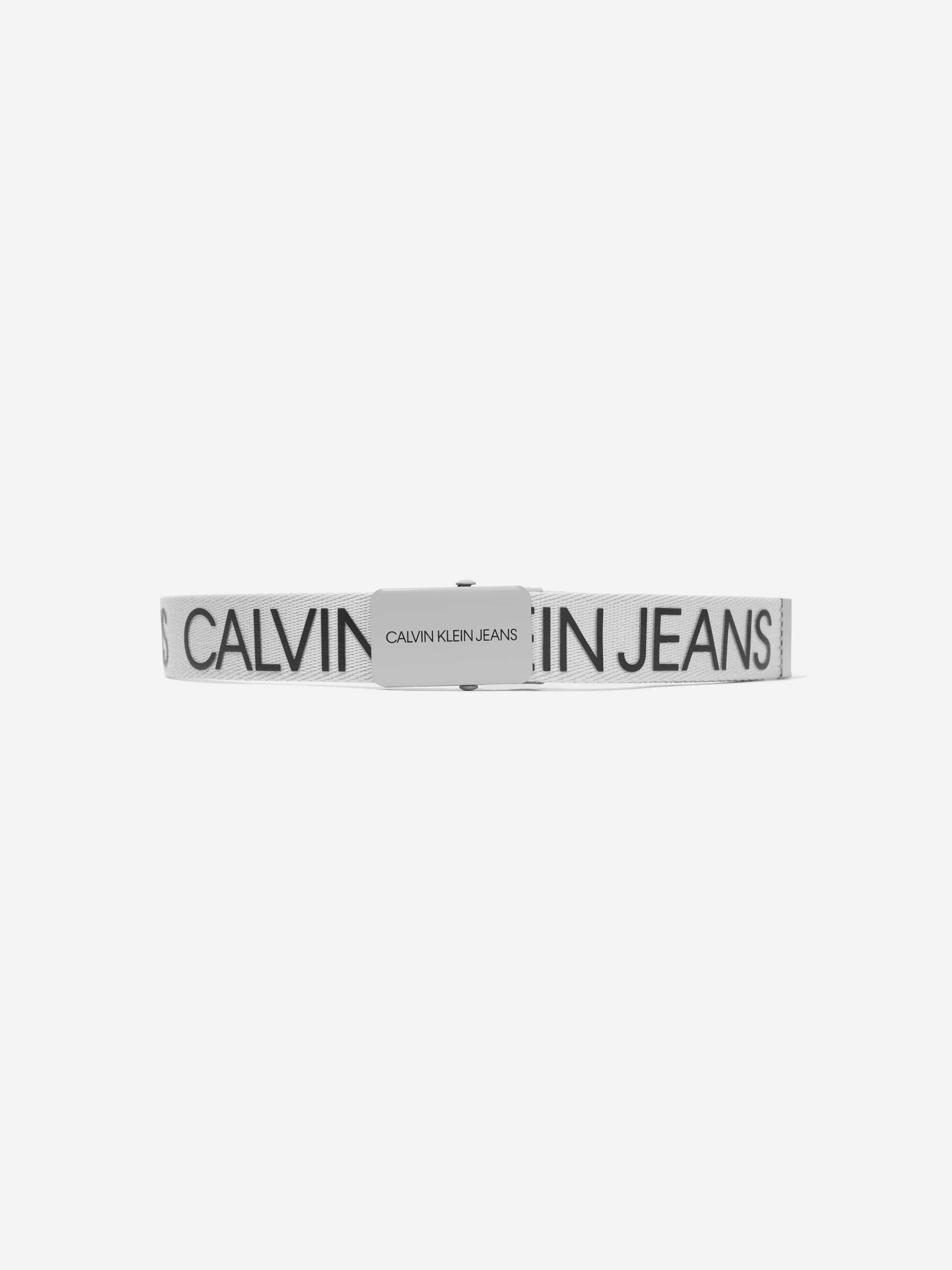 Calvin Klein Kids Canvas Logo Belt in White