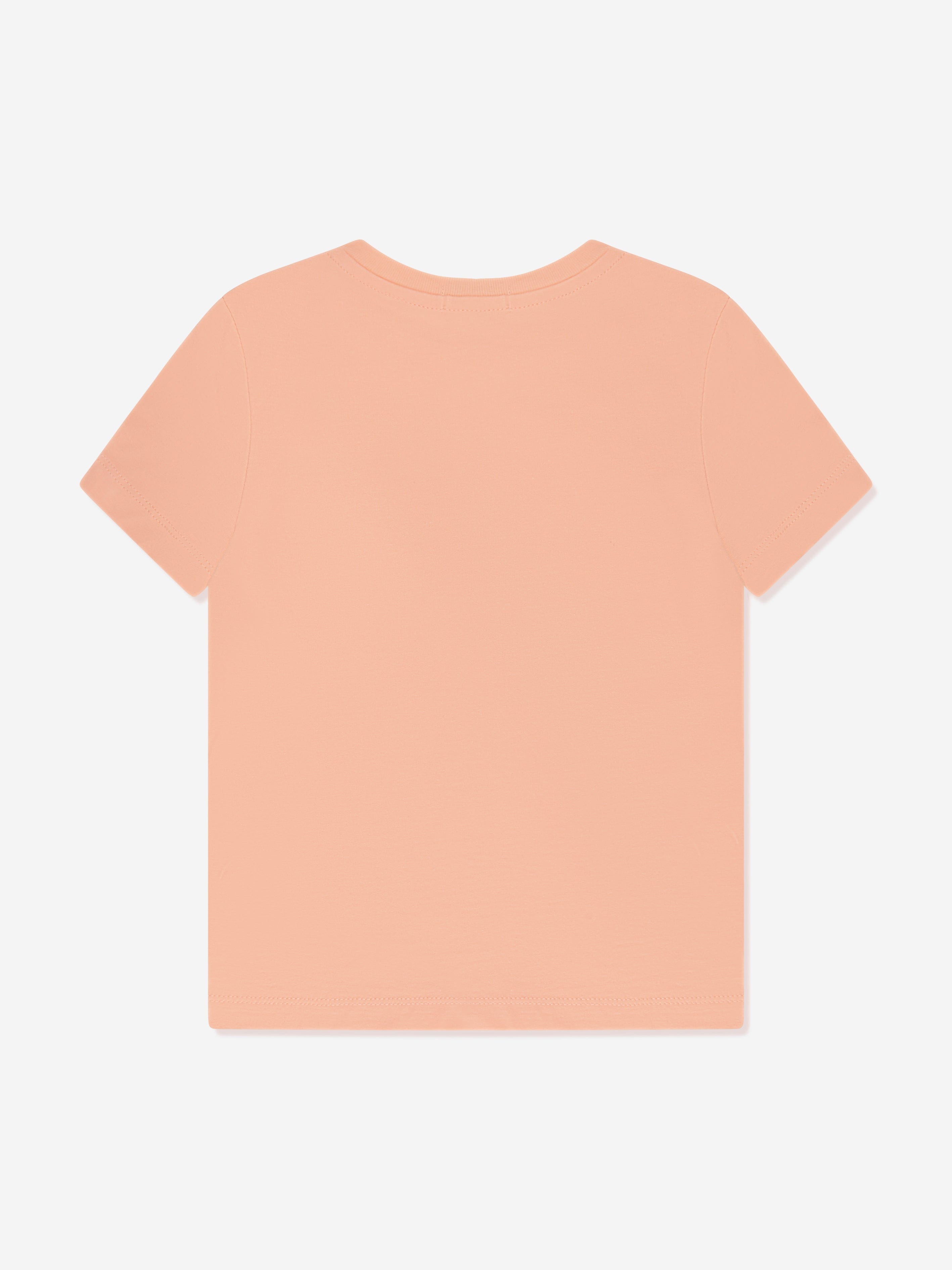 Calvin Klein Kids Monogram Logo T-Shirt in Peach