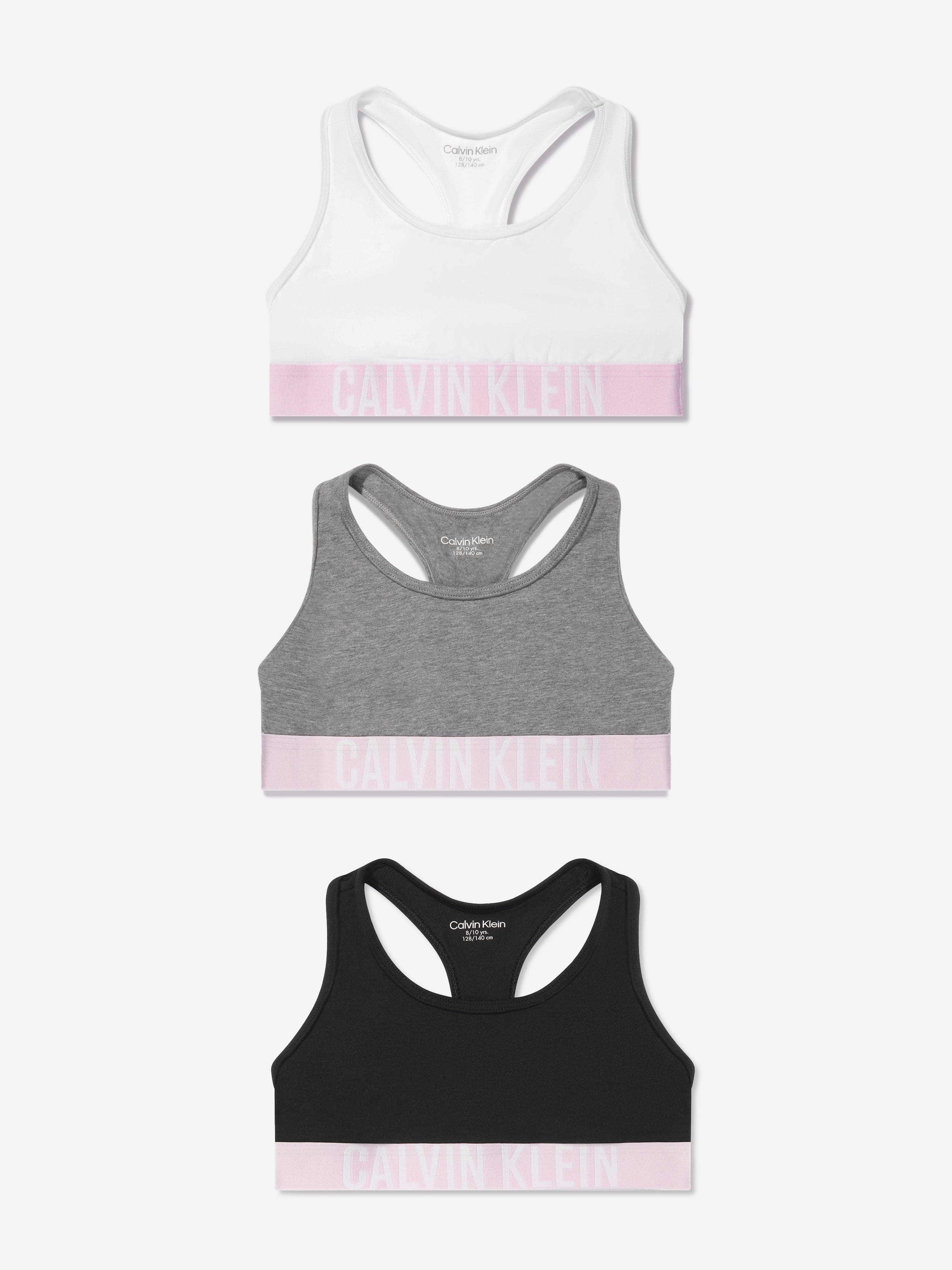 Calvin Klein Girls 3 Pack Bralette Set in White