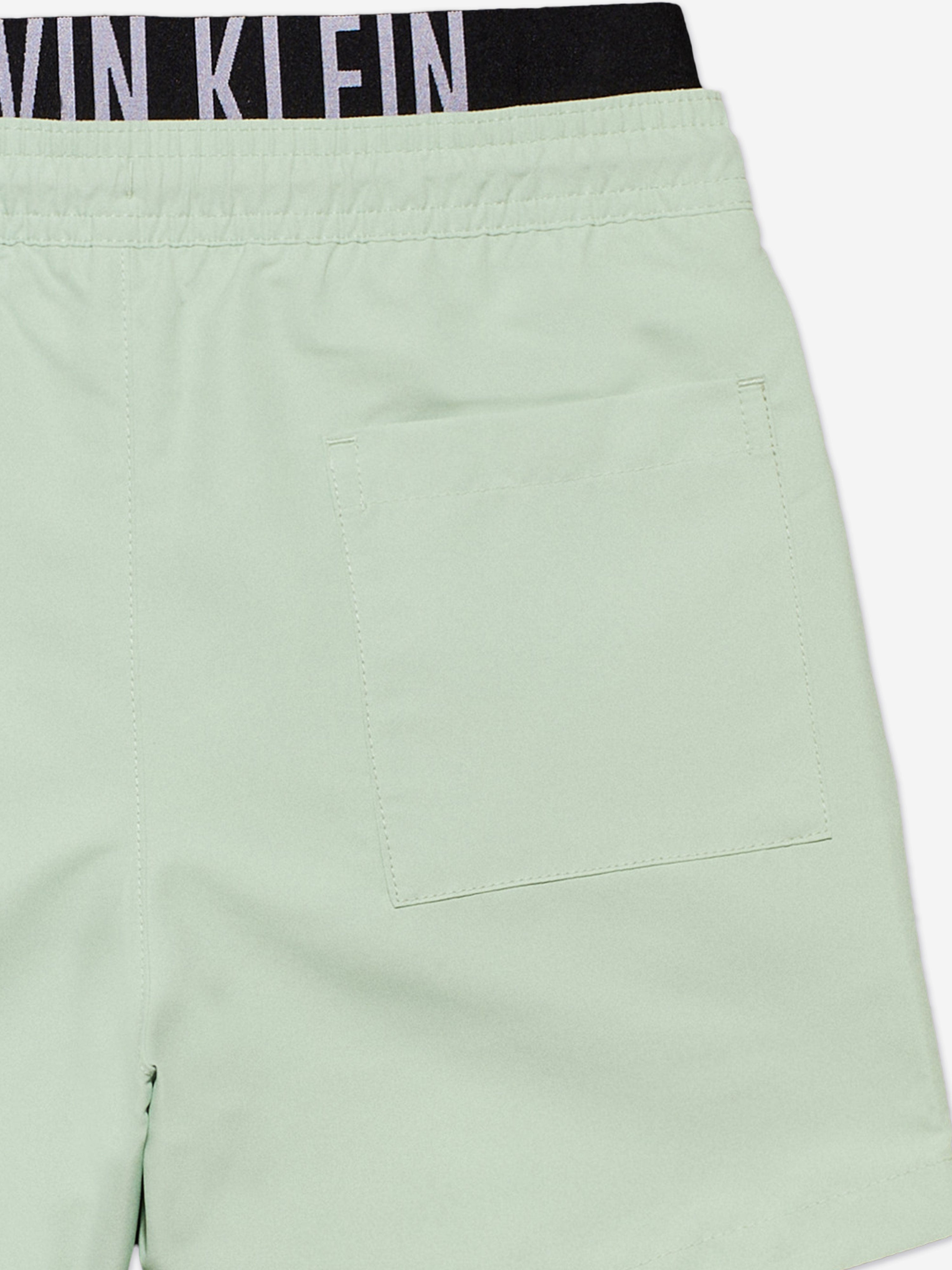 Calvin Klein Boys Medium Double Waistband Swim Shorts in Green