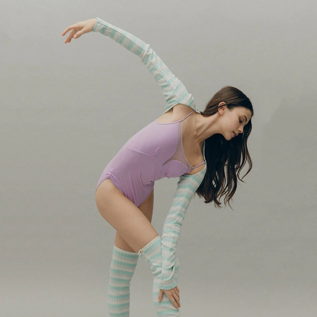 Girls Blue Stripes Ballet Shoulder Warmer